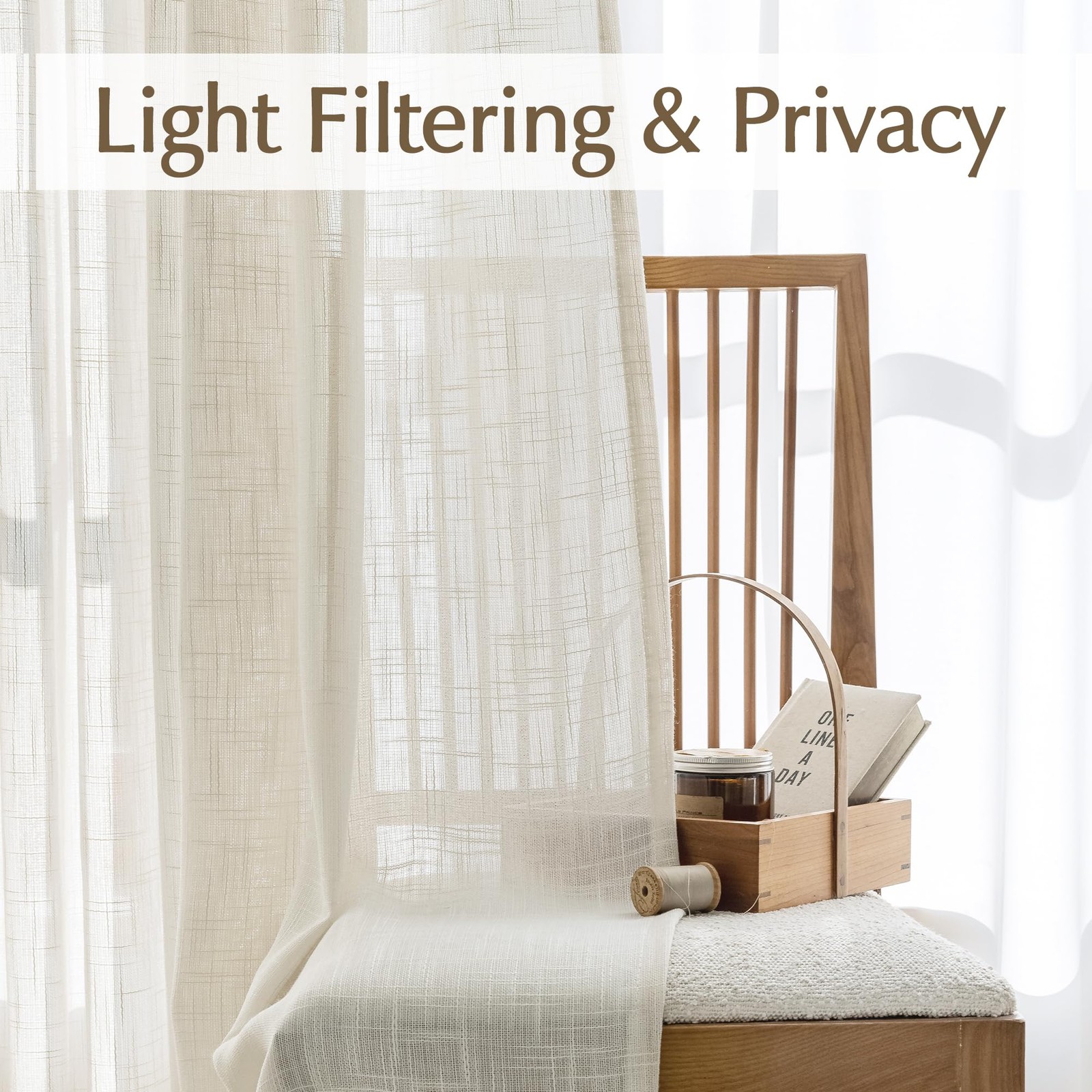 Side Light Linen Texture Semi Sheer Narrow French Door Panels for Front/Glass…