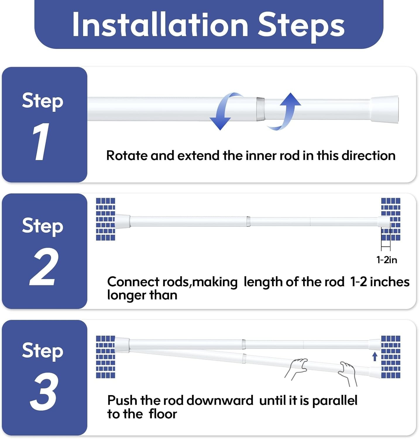 Renters’ Choice: Adjustable Tension Curtain Rods 16-40 Inch, No Tools Needed