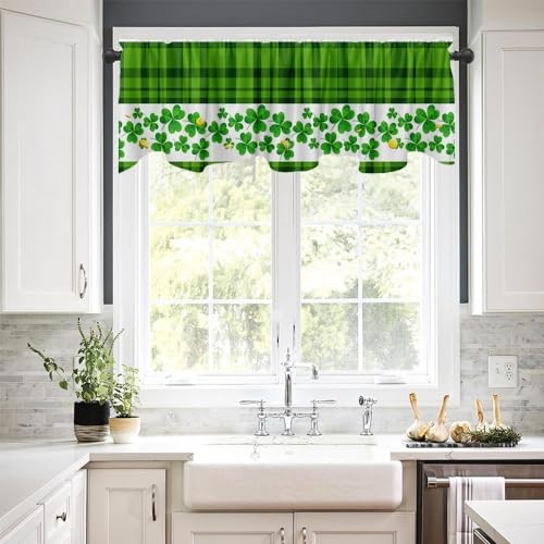 54×18 Inches St. Patrick’s Day Window Treatment Valance March Lucky Shamrock