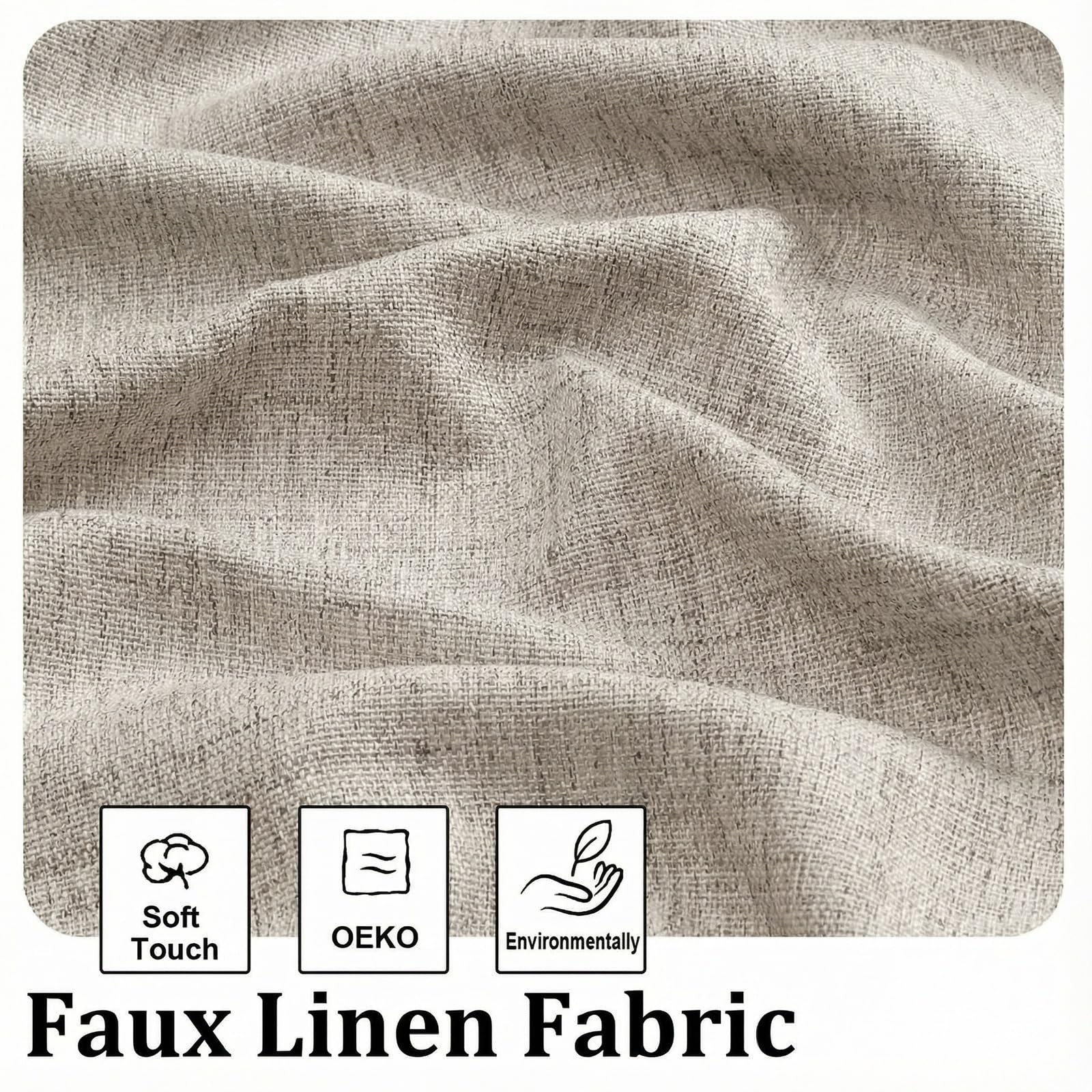 LIVEKID 2 Panels Kitchen Curtains 36 Inch 30″W x 36″L (Pack of 2), Linen