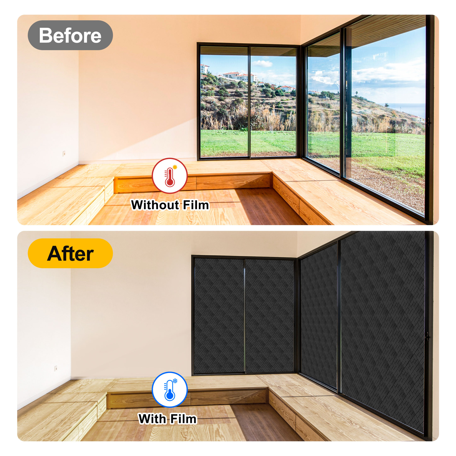 17.7×78.7inch Black Diagonal Grid Window Film Static Cling Privacy UV Heat Block