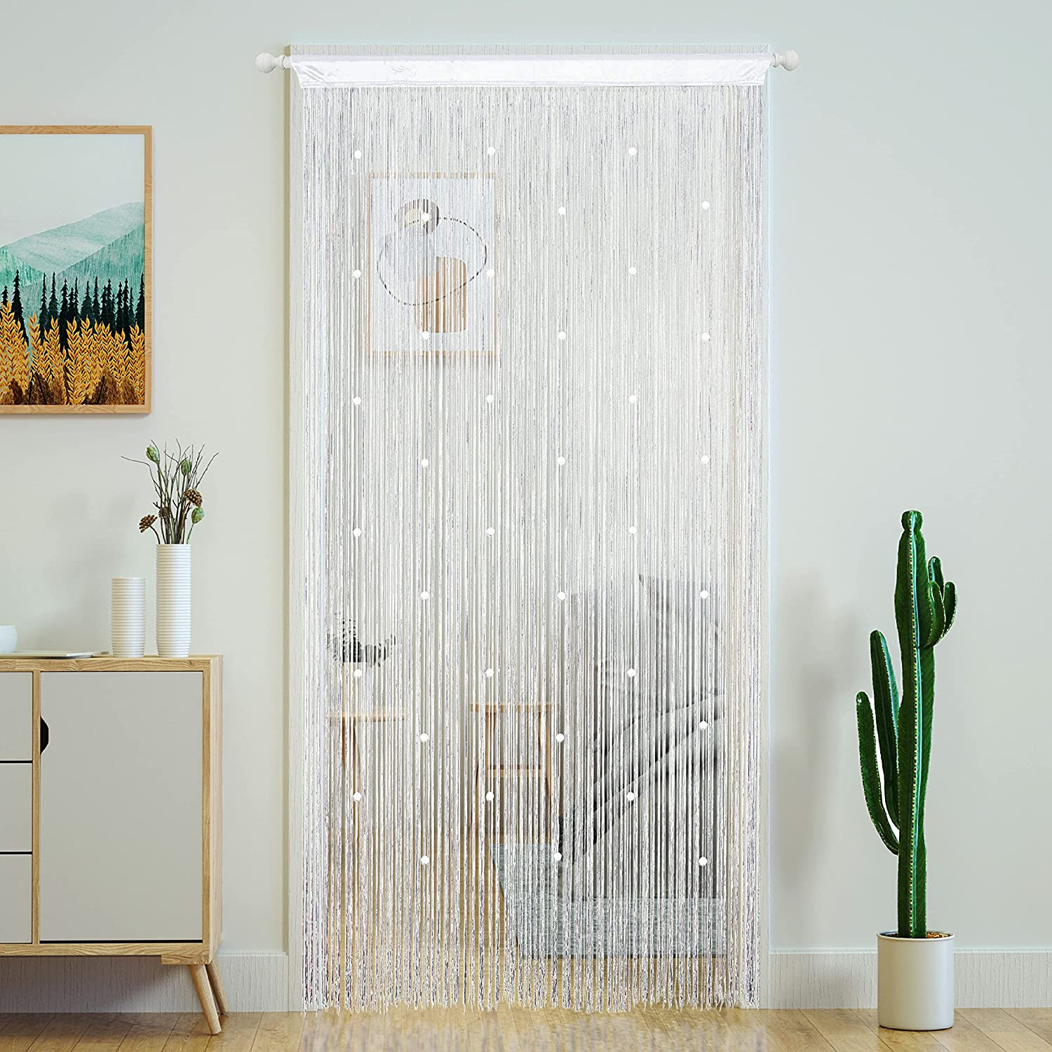 Yaoyue Beaded Door String Curtain for Doorway, 39″W X 79″L, White, 1 Panel | Bea