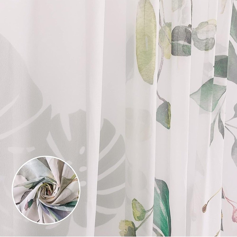 Sheer Chiffon Curtain Panels Lightweight Breathable Window Drapes Soft Fabric US