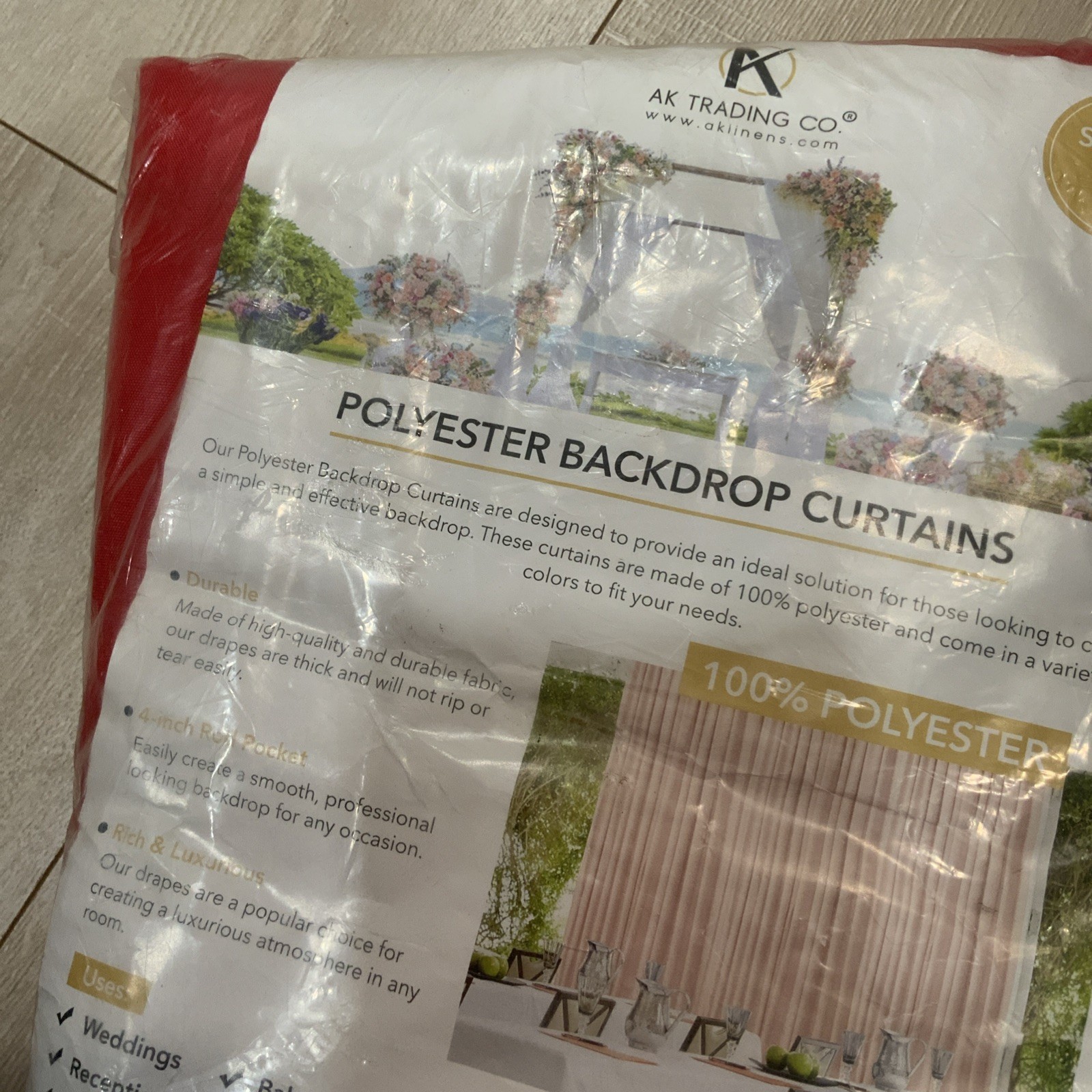 AK TRADING CO. 10 feet x 8 Polyester Backdrop Drapes Curtains Panels/Set RED