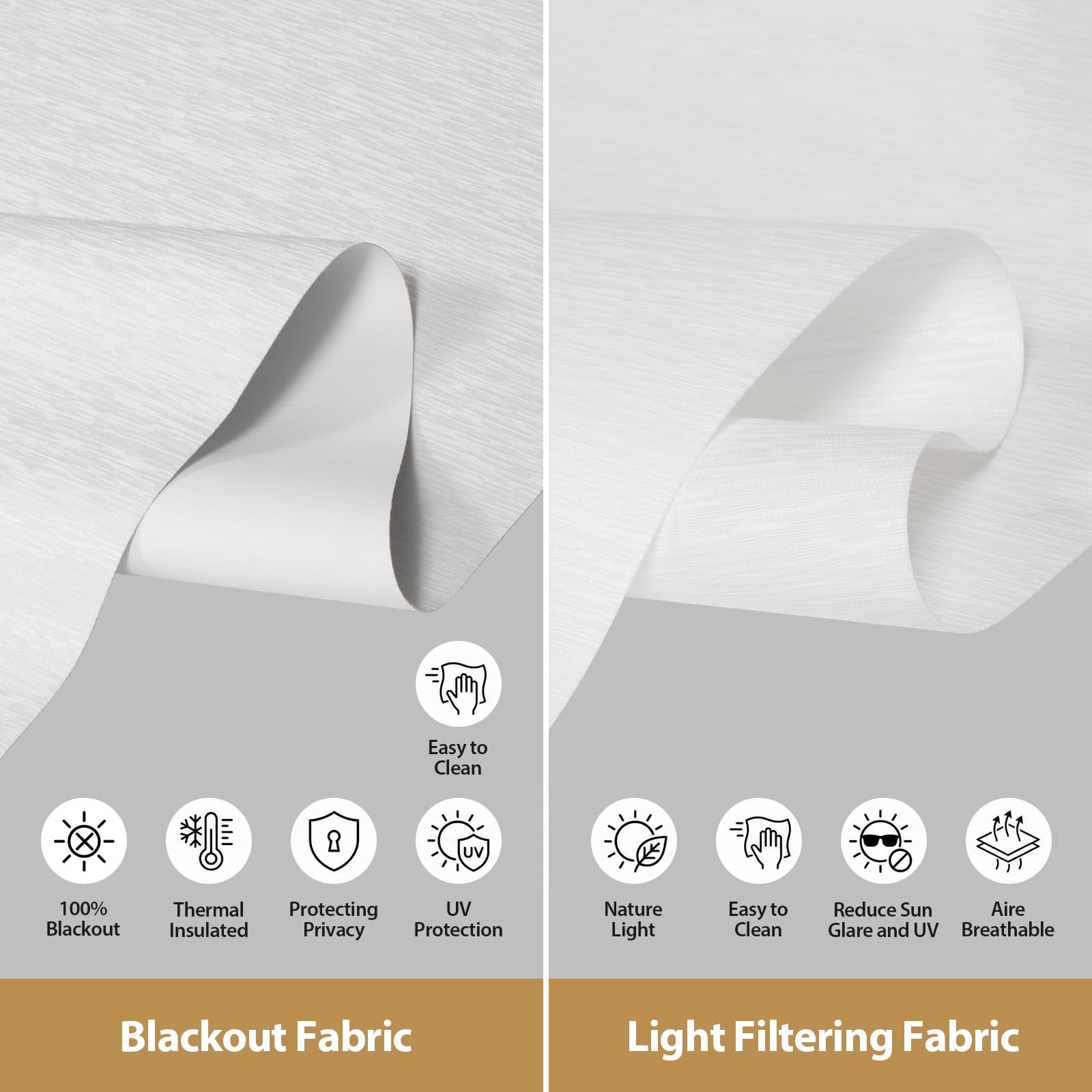 Double Layered Roller Blinds, 25″ W x 72″ H Blackout Roller Blinds, Heat-Insu…