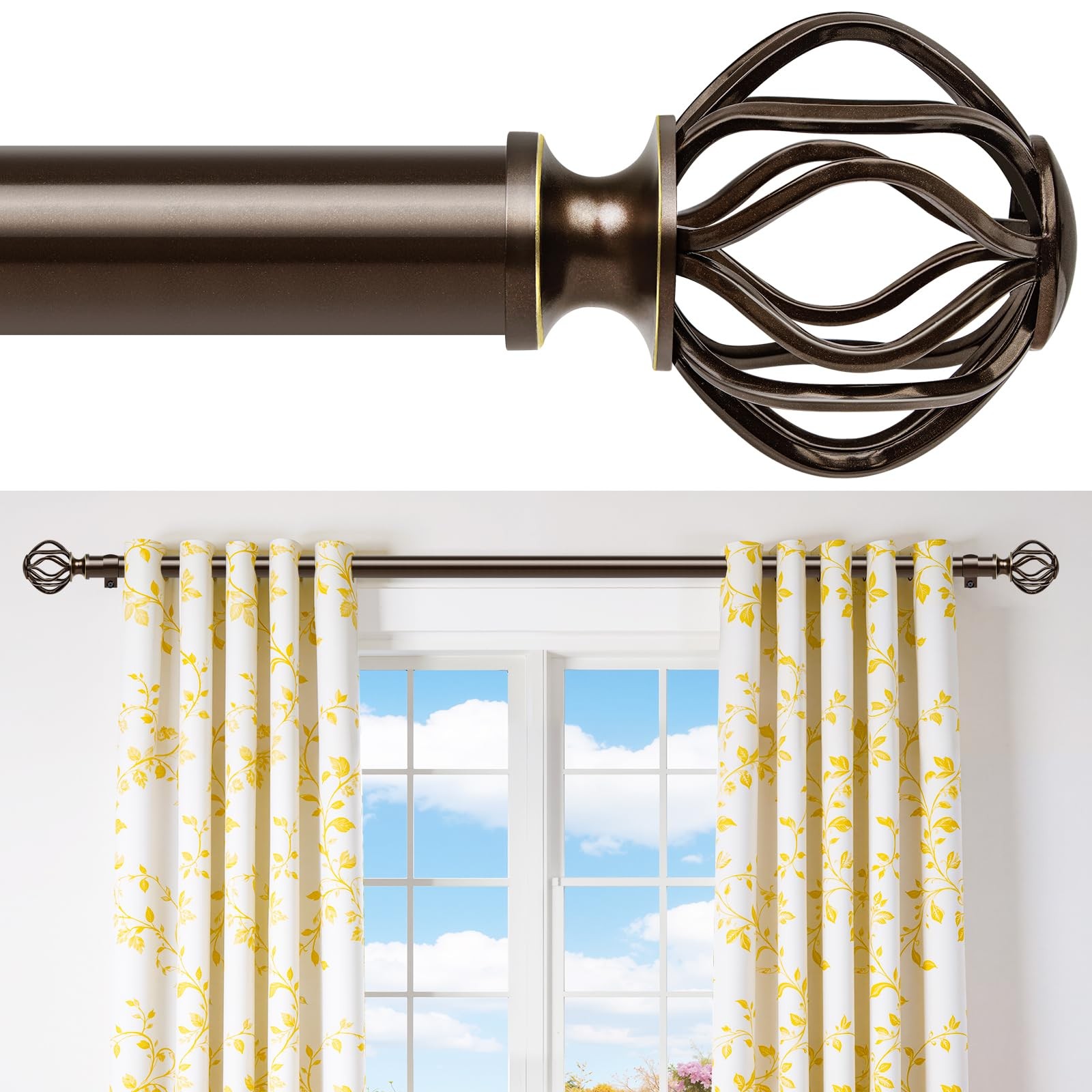 Bronze Curtain Rods Windows Heavy Duty 1 Inch Adjustable 2848 Inch 1 PC