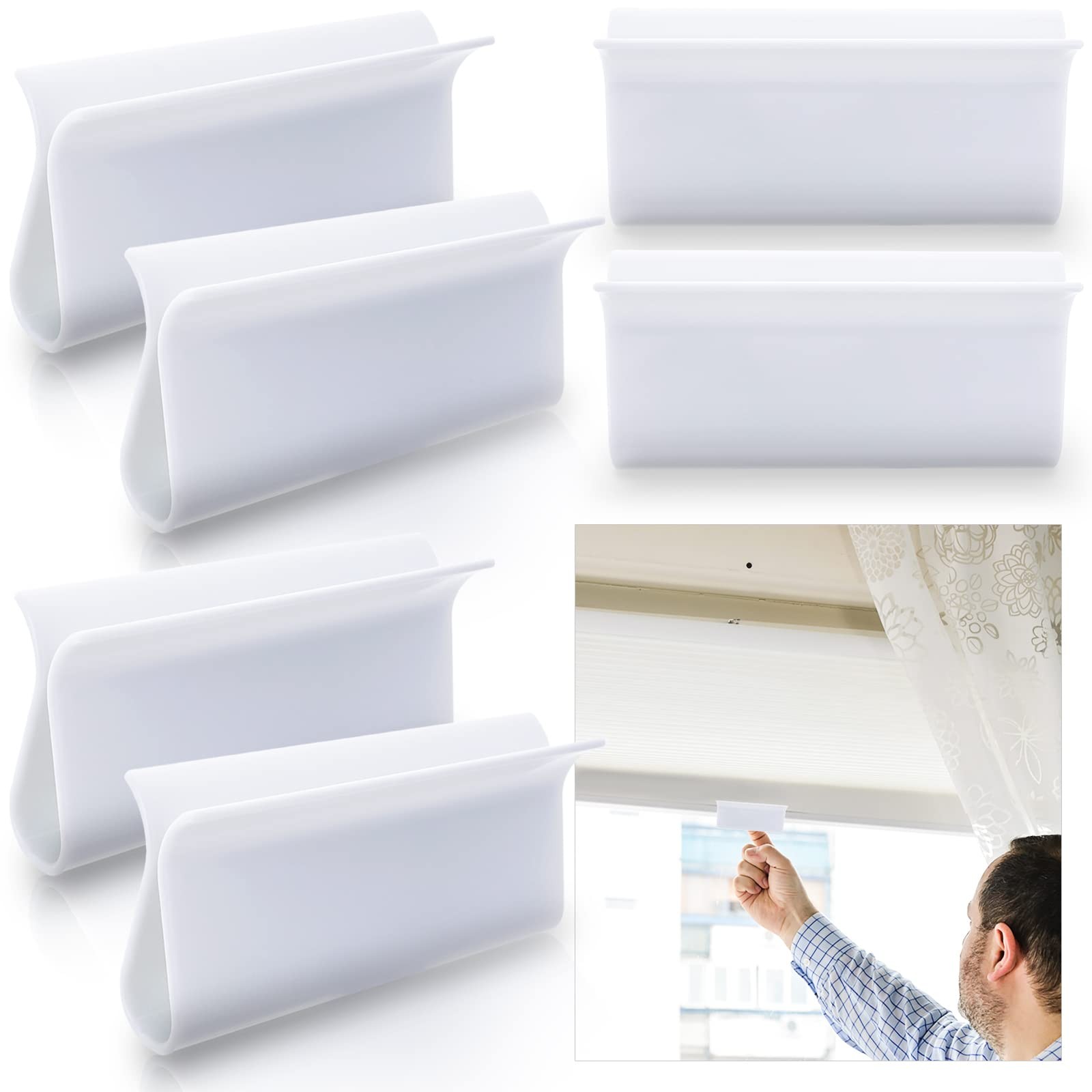 4 Cordless Roller Blinds Shades with 8.5*4.1*1.7cm/3.35*1.6*0.7inch, White