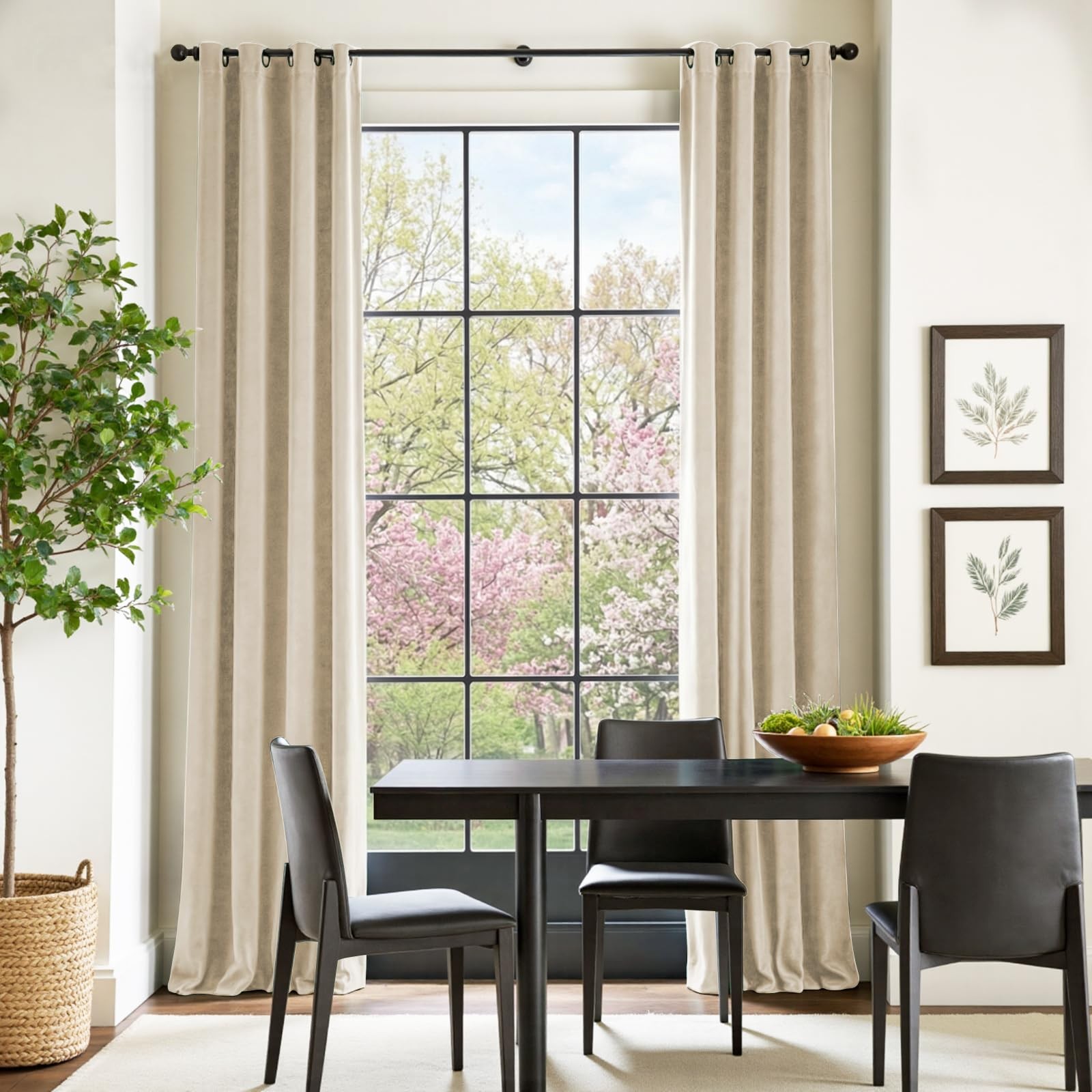 Lazzzy Polyester Curtains Beige 52″W x 90″L (Pack of 2), *Grommet |
