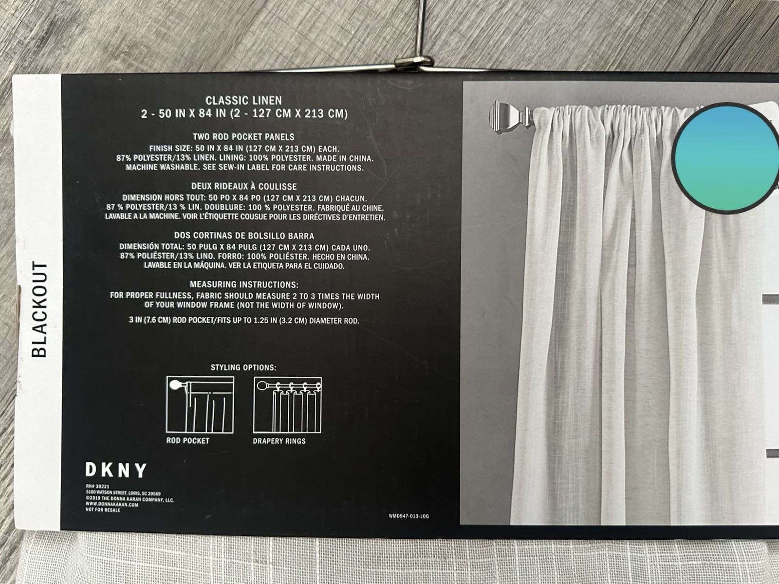 DKNY BLACKOUT Lined Window Curtains Panels drapes Classic LINEN Natural 50”x84”