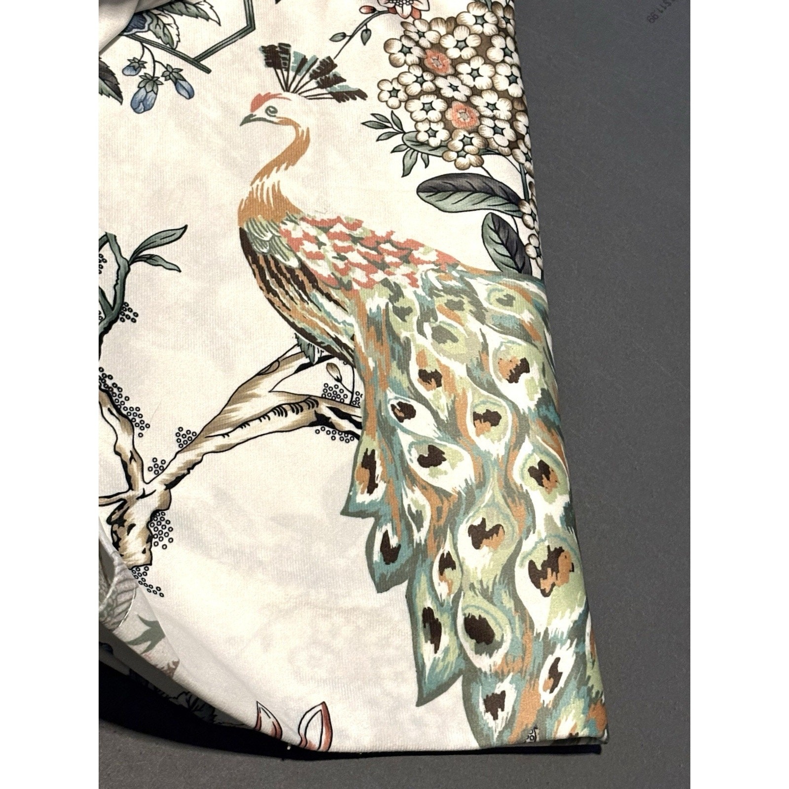Callisto Home Peacock Bird Window Curtains Panels 38 X 96” Set Pair Ivory Drapes