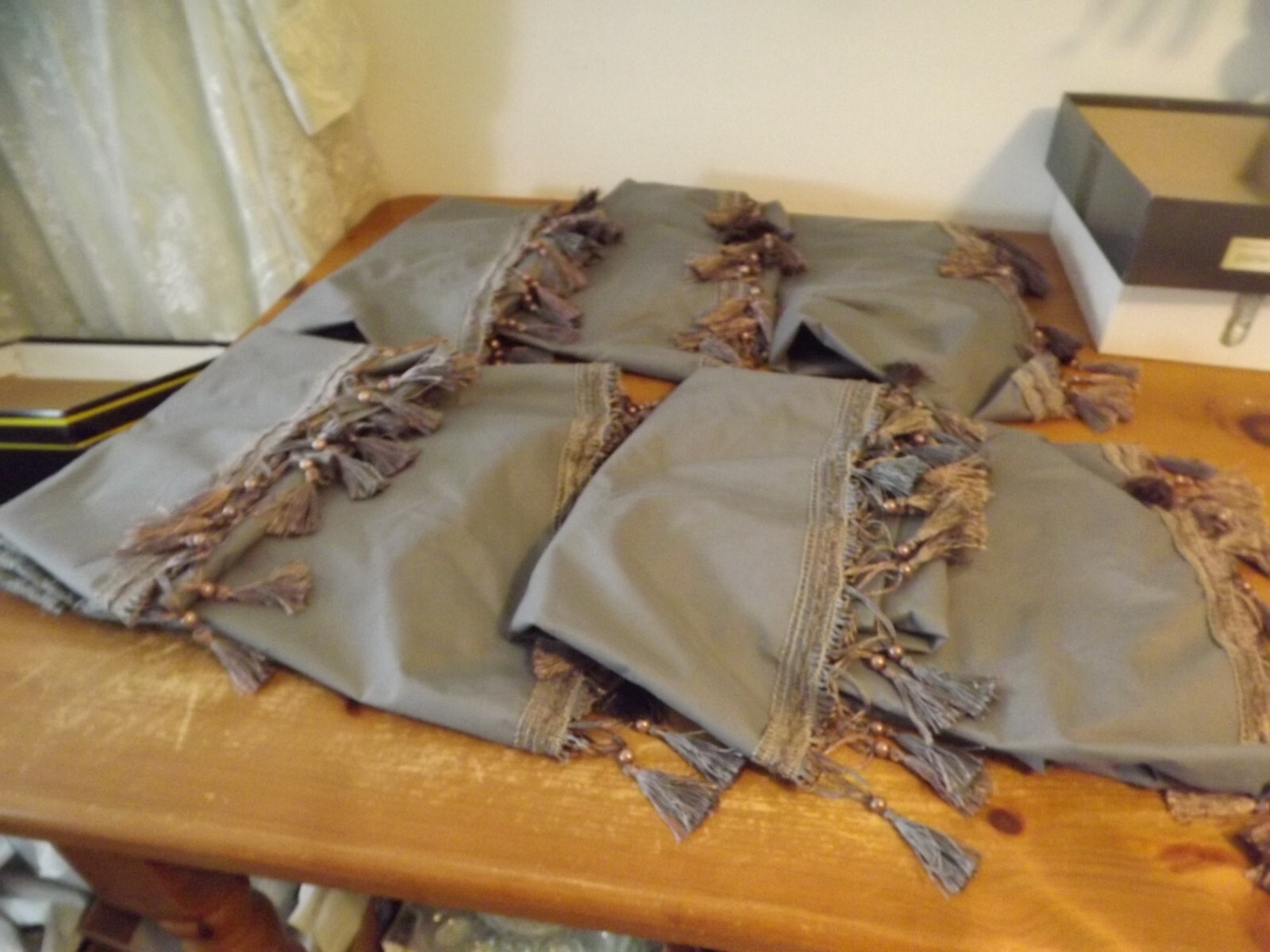 WATERFALL cascading CURVED VALANCE 2 rod pockets STEEL GRAY 8 available