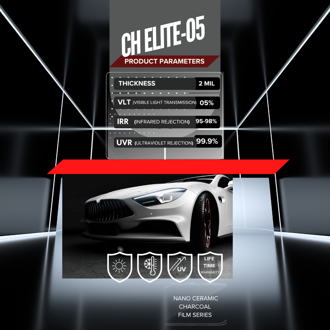 CH -Elite Nano Ceramic Charcoal Film Roll /Heat & UV Protection, Car/Home Film