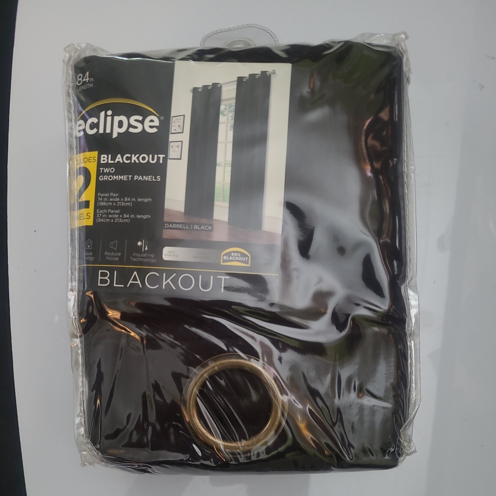 Eclipse Blackout Two Grommet Panels. 74 in. Wide x 84 in. Length – Black.