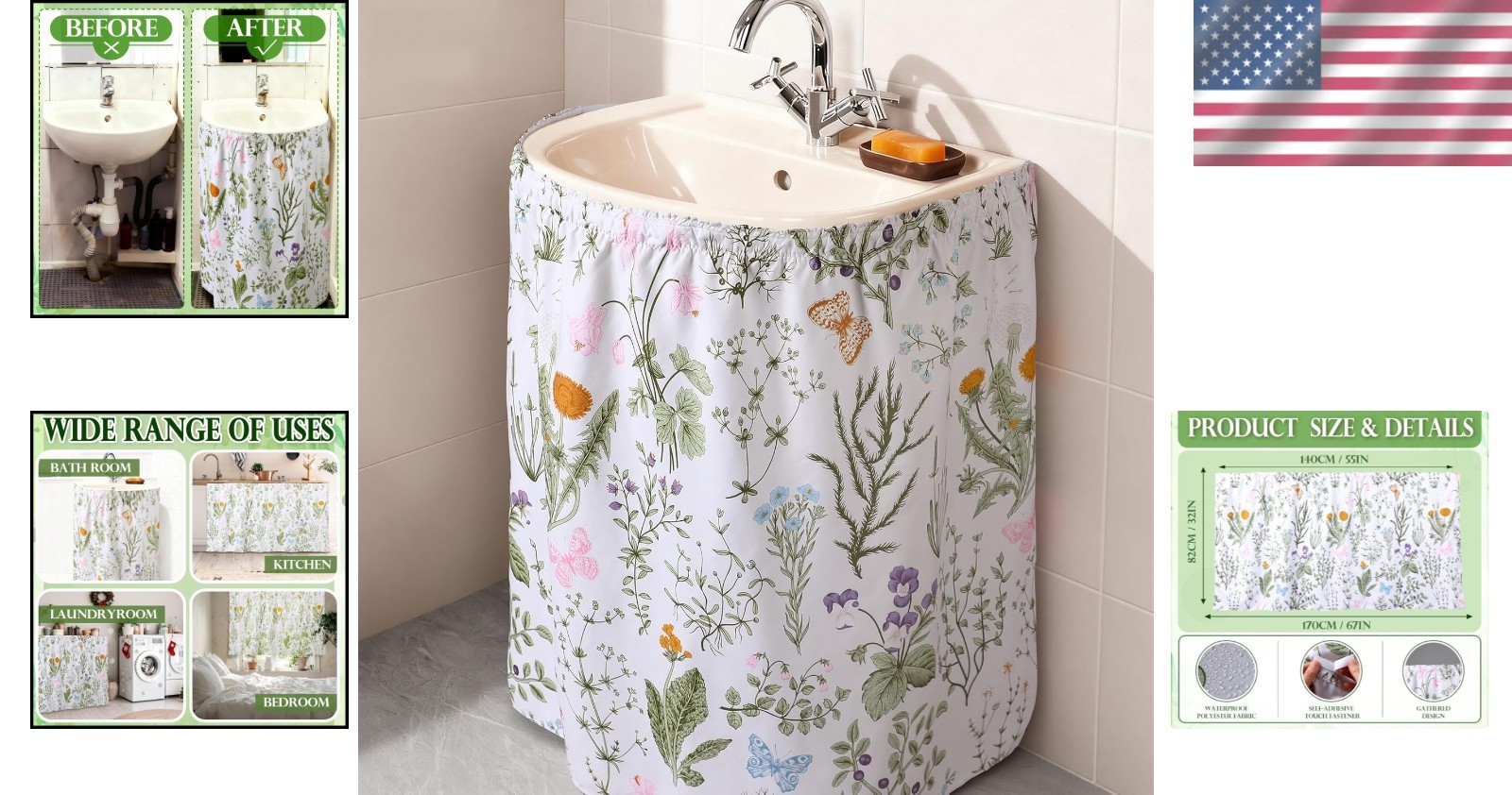 Elegant 55×32 Inch Waterproof Sink Skirt – Diamond Stitch Design for Bath Decor