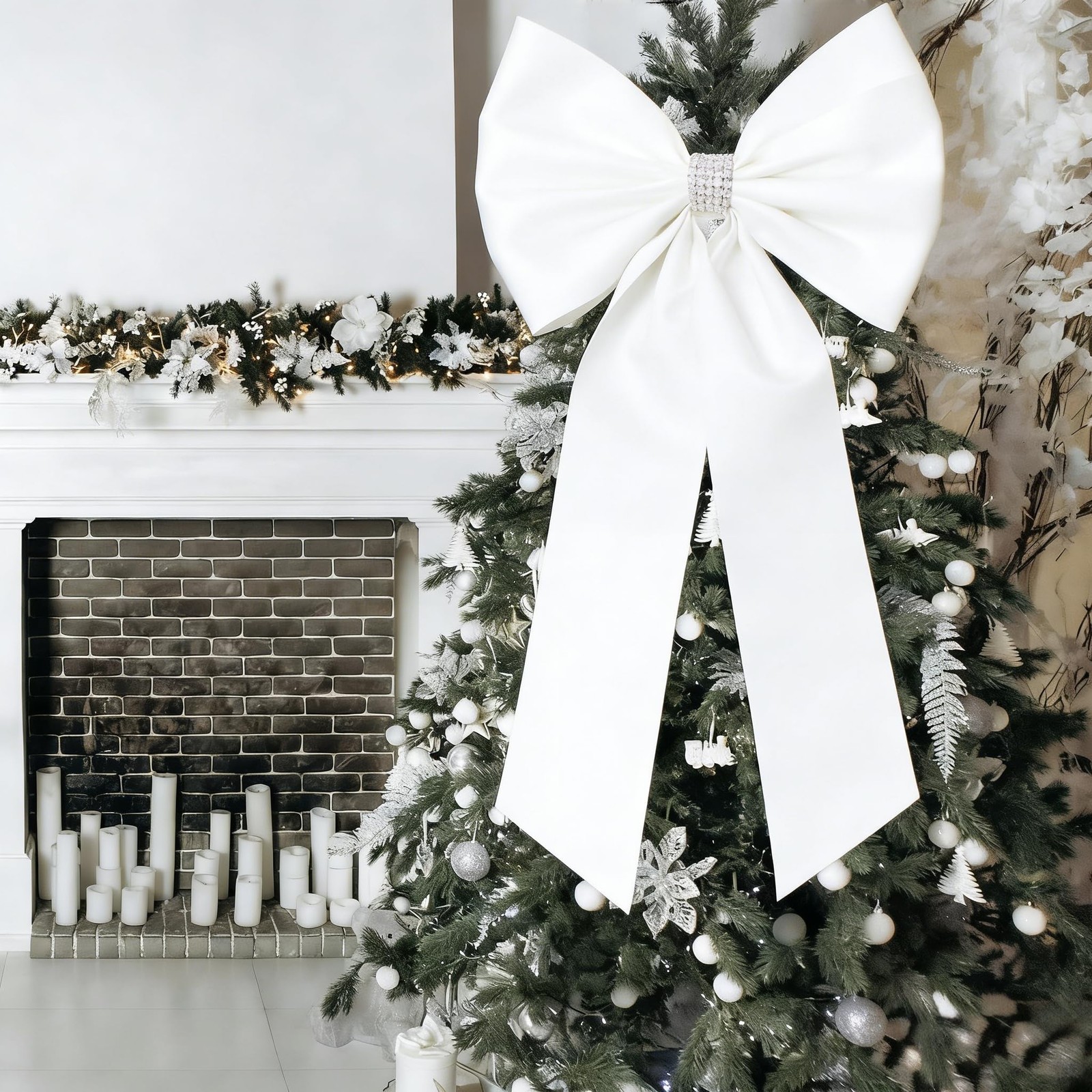 Giant Satin Bow 27×39 Inch Extra Large Decorative Bow for Christmas Tree Topp…