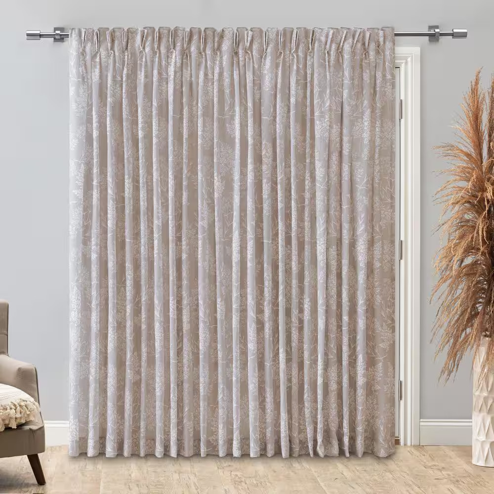 Wild Meadows Linen Polyester Floral 100 In. W X 84 In. L Pinch Pleat Patio Sheer