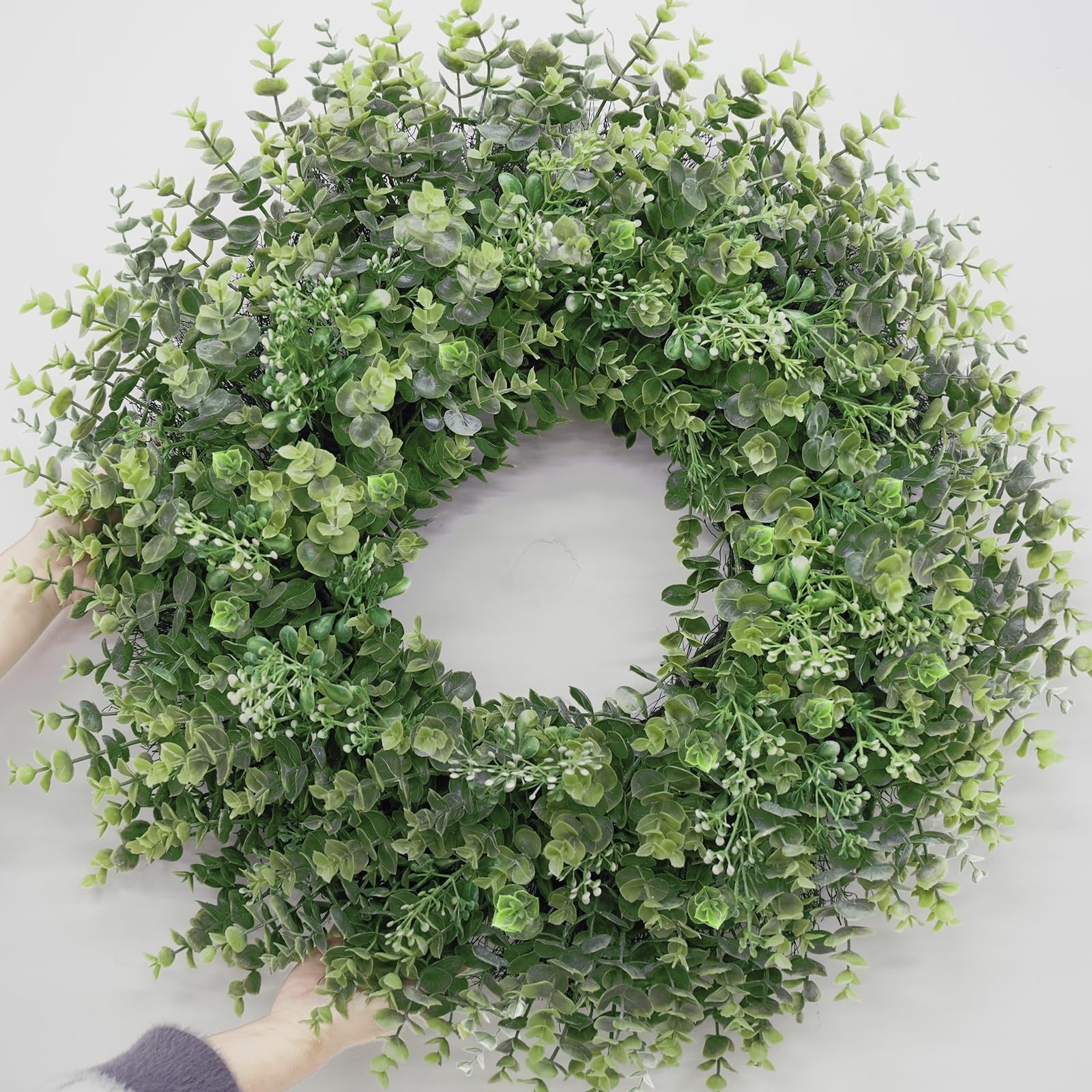 26” Large Boxwood Wreath for Front Door Window Porch Artificial 26IN, Green