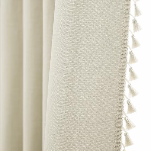 100% Blackout Shield Linen Blackout Curtains 52″W x 90″L (Pack of 2) Natural