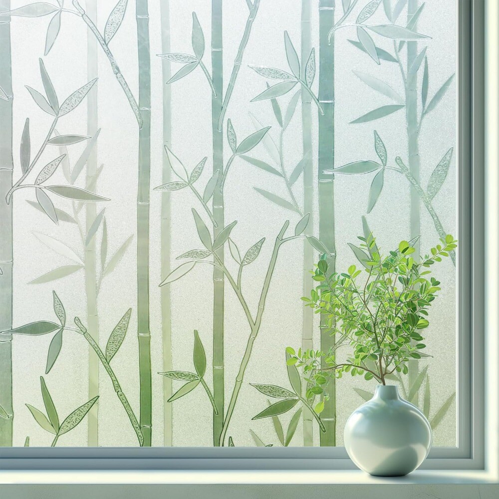 rabbitgoo Bamboo Privacy Window Film Static Cling Sticker Decorative 17.5 x 78.7