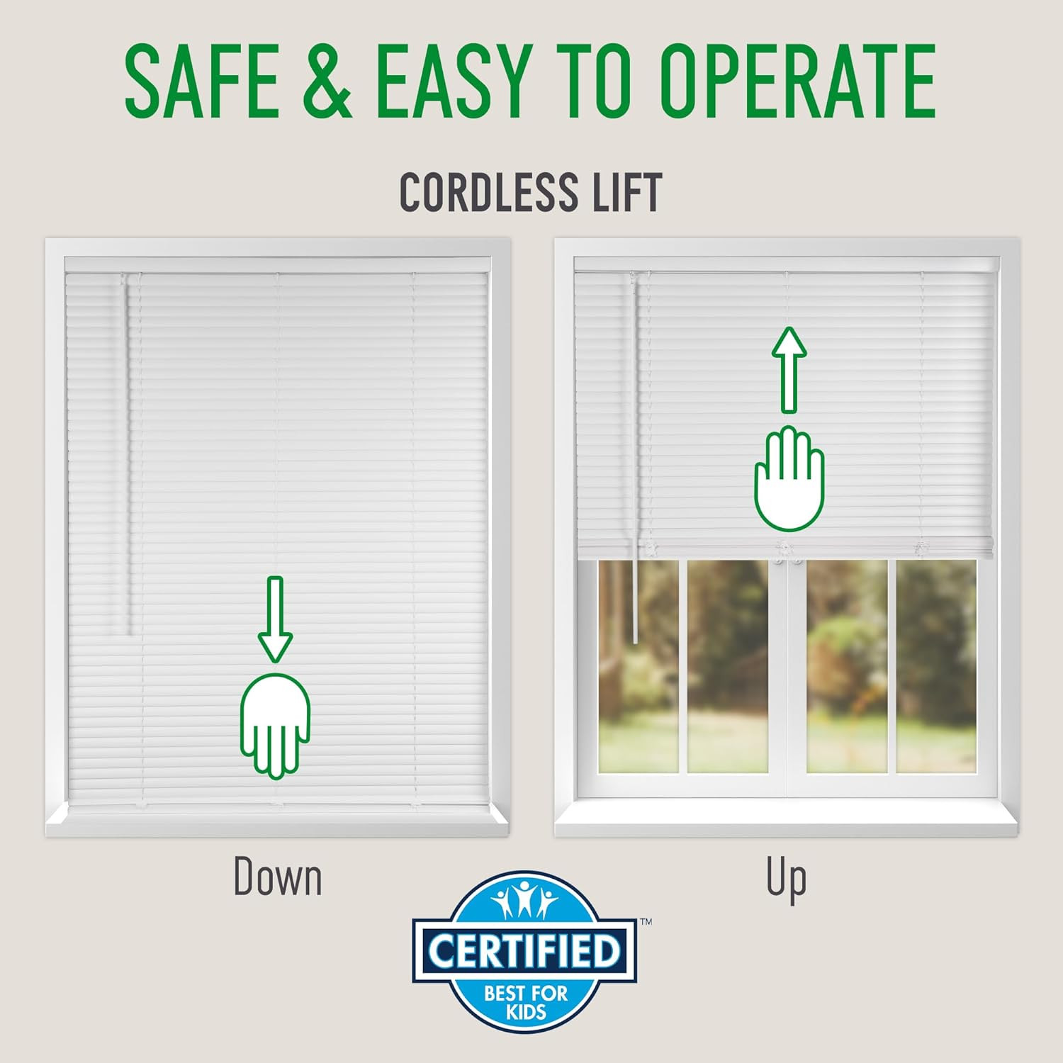 Cordless White 1” Light Filtering Mini Blinds 72” W X 60” H Window Blinds for Ho
