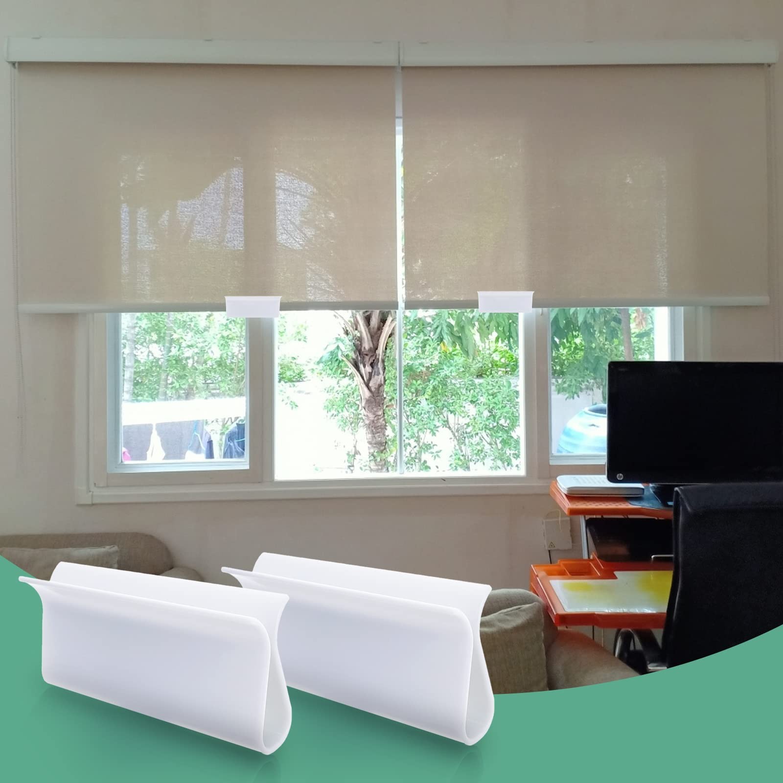 4 Cordless Roller Blinds Shades with 8.5*4.1*1.7cm/3.35*1.6*0.7inch, White