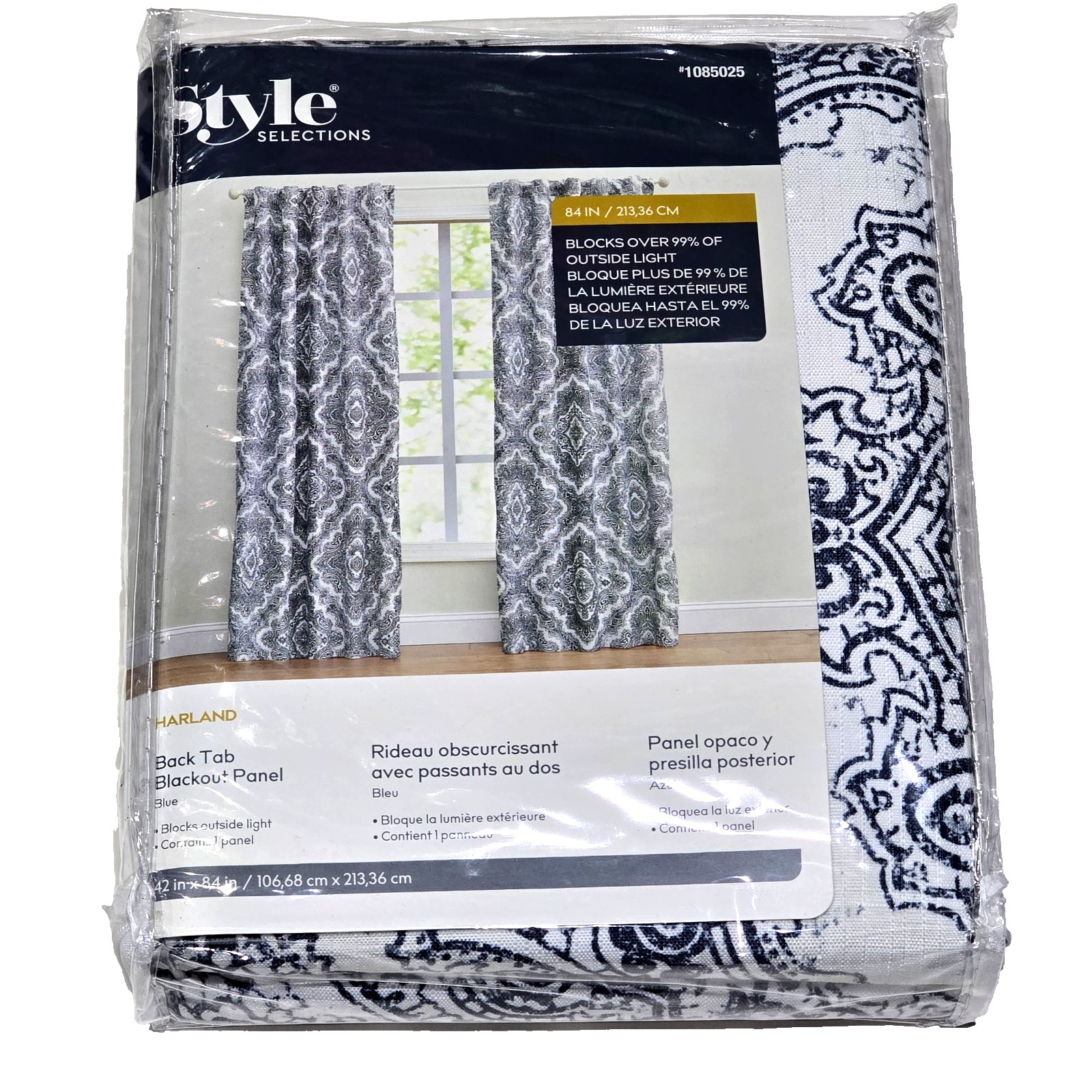 Style Selections Harland Back Tab Blackout Panel 42x84in 1085025 Blue