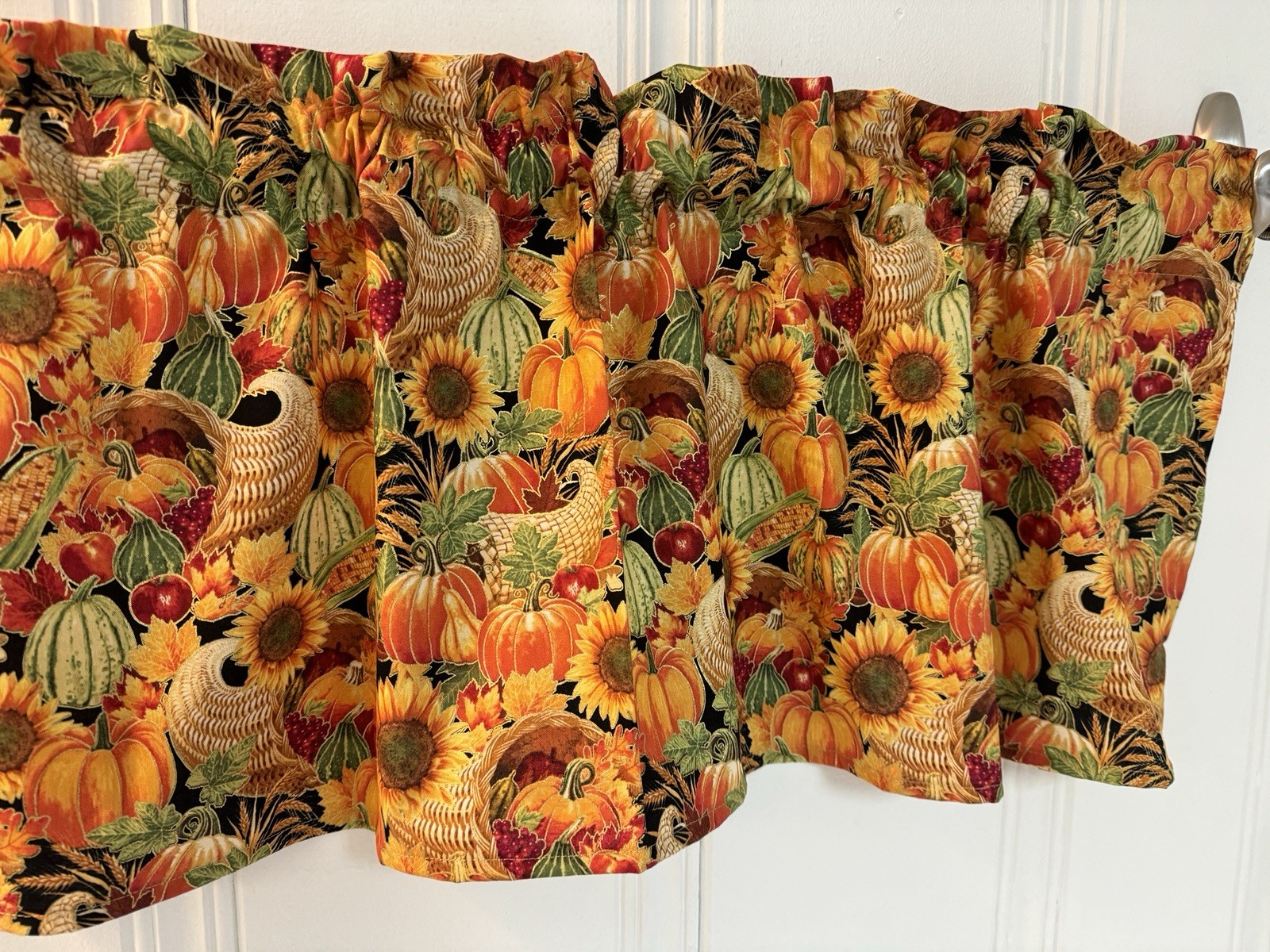 Halloween Fall Pumpkins VALANCE CURTAIN Pumpkin Curtains Holiday Decorations