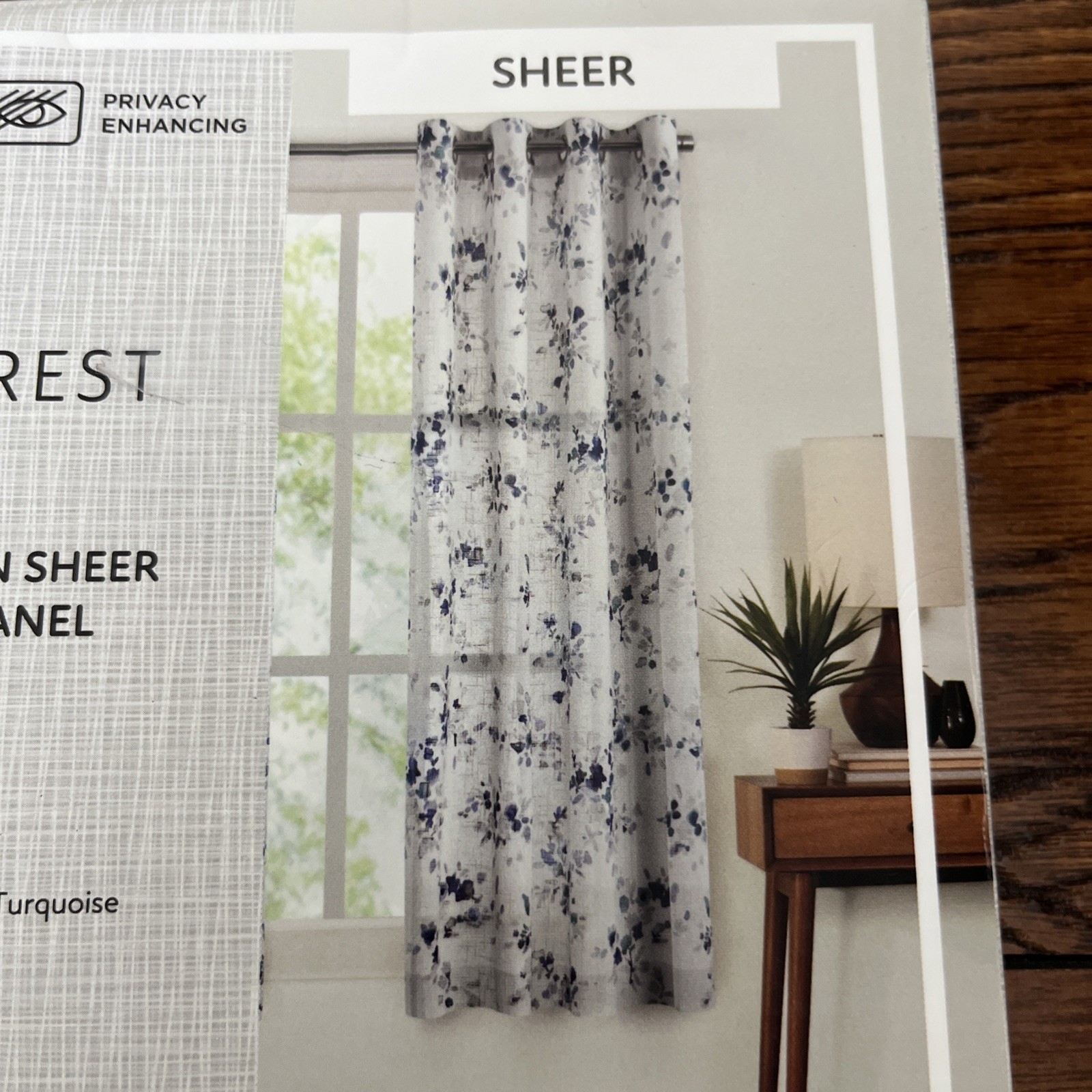 Fieldcrest Arden Cotton Sheer Grommet Panel Curtain 50in x 63in Floral