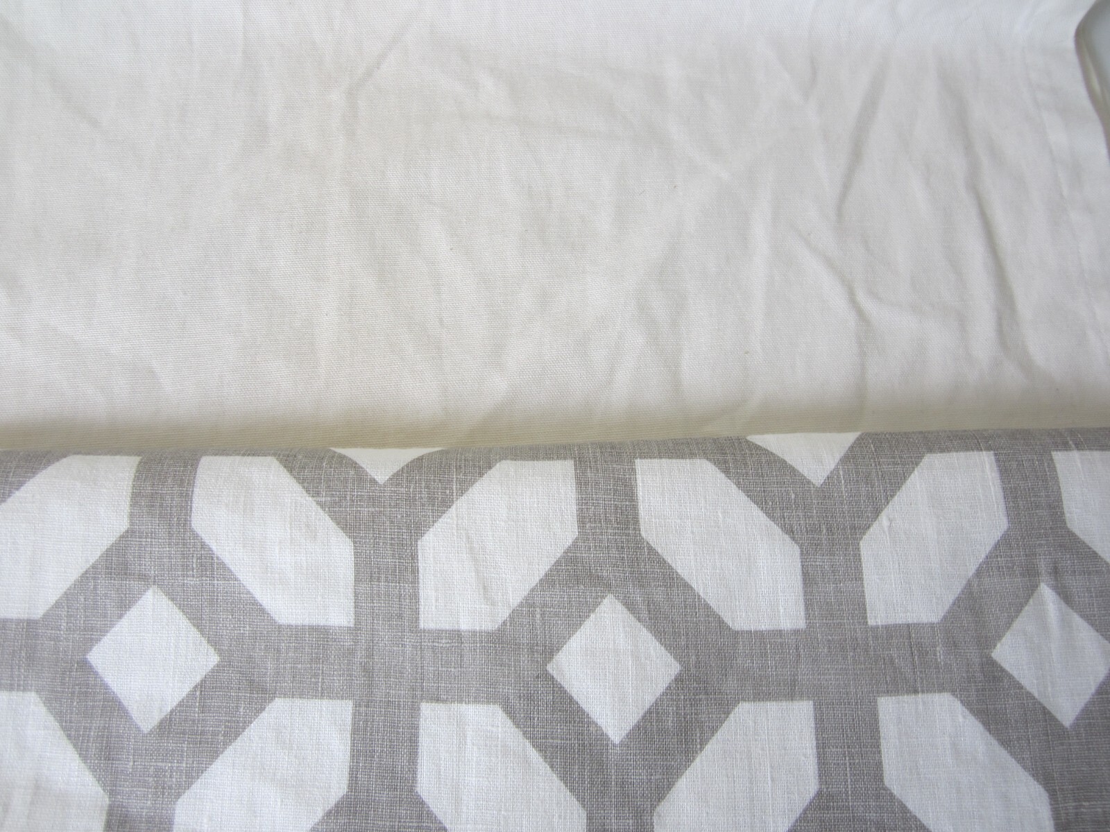 Pottery Barn Gray Geometric Hem Curtain, 1 Panel, 44”x 84” Lined