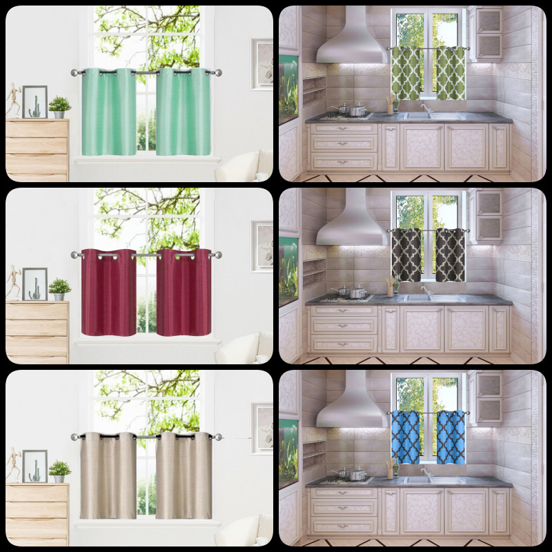 2pc WINDOW CURTAIN BLACKOUT LIGHT BLOCKING GROMMET PANEL MOROCCAN PRINT 36″L D24