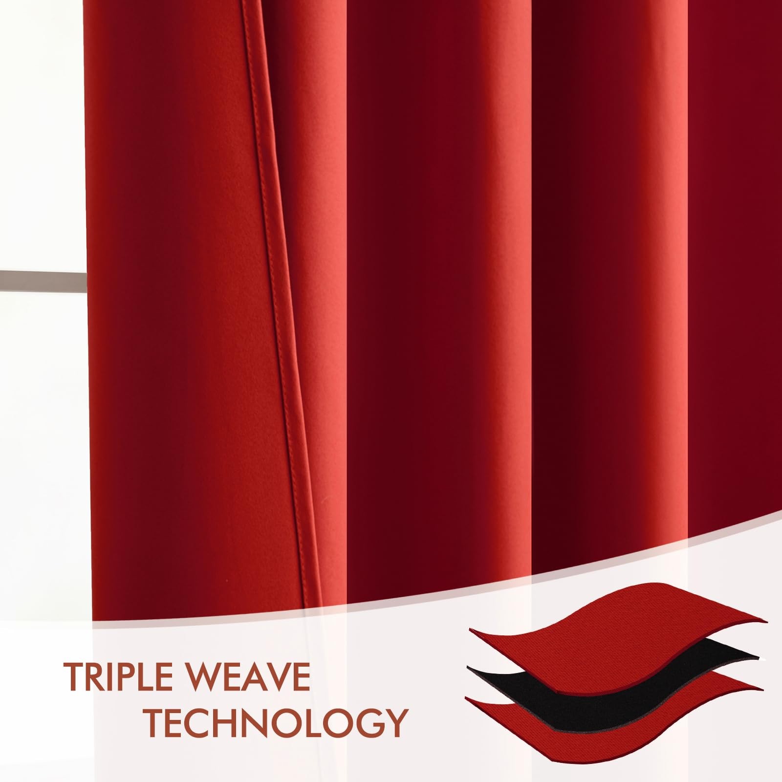 MIULEE 102″ Red Blackout Curtains 2 Panels Set Thermal Insulated Drapes