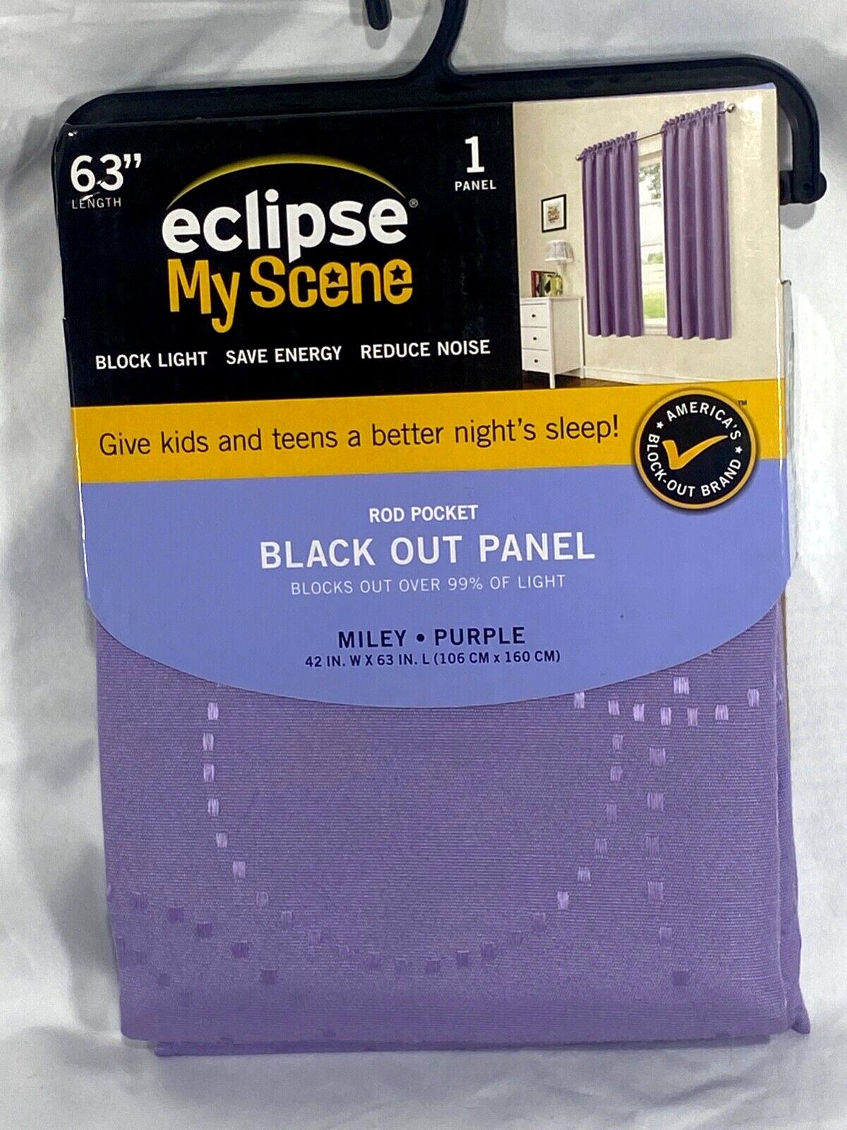 1 NEW Lavender Light Purple Therma Back Eclipse Kids Miley Panel 42X63 “