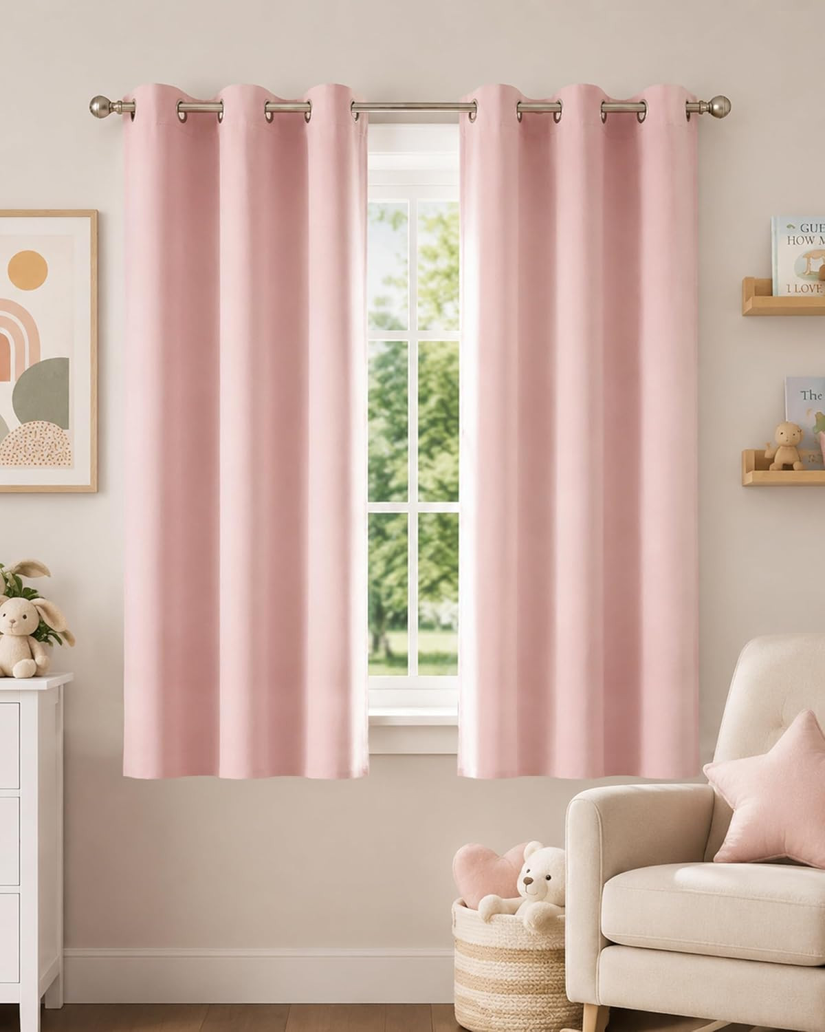 Blush Pink Blackout Curtain Panels 40 x 63 Inch Thermal Grommet Window Pair