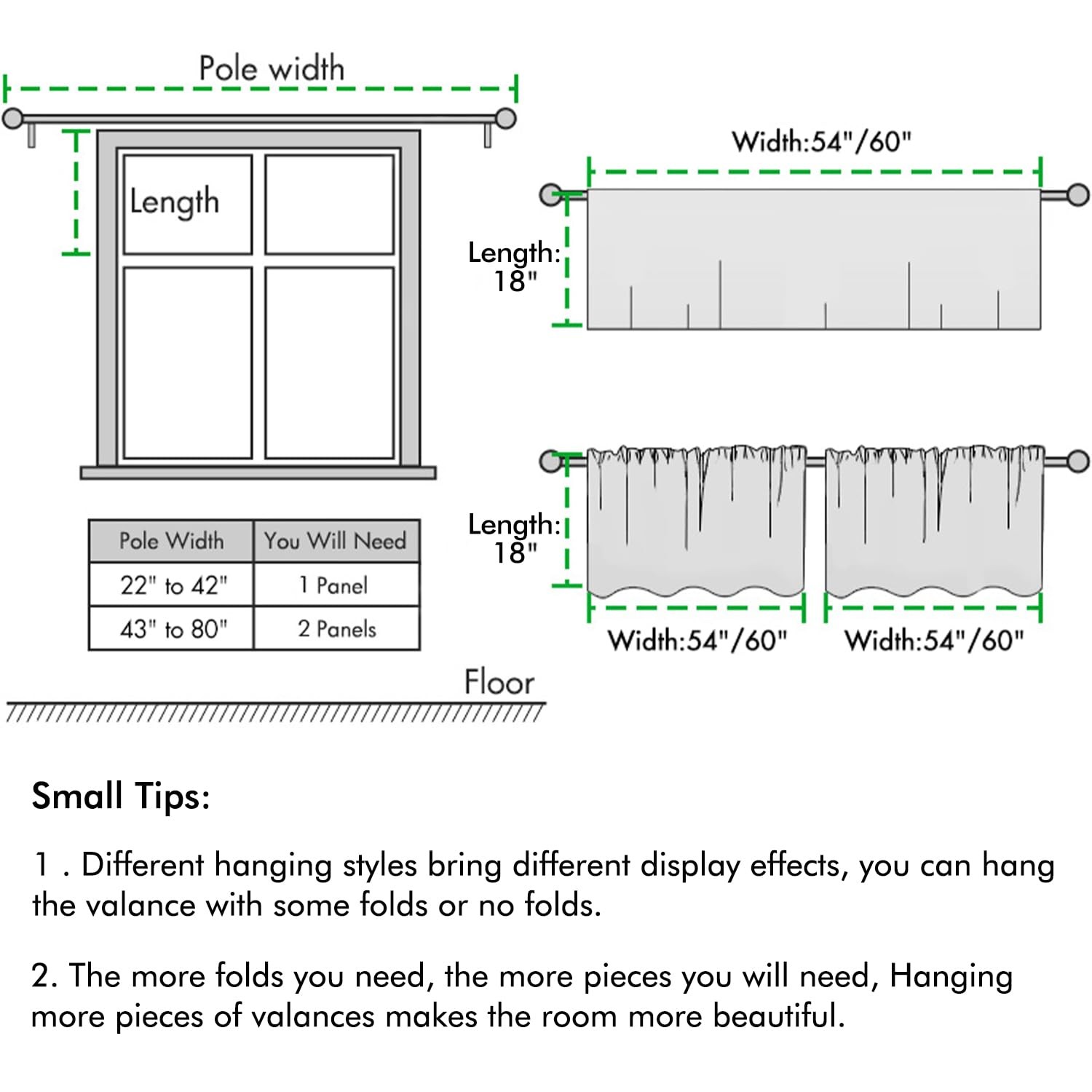 Window Valance Half Sheer Curtains Rod Pocket 60″W x 18″L (Pack of 1) White