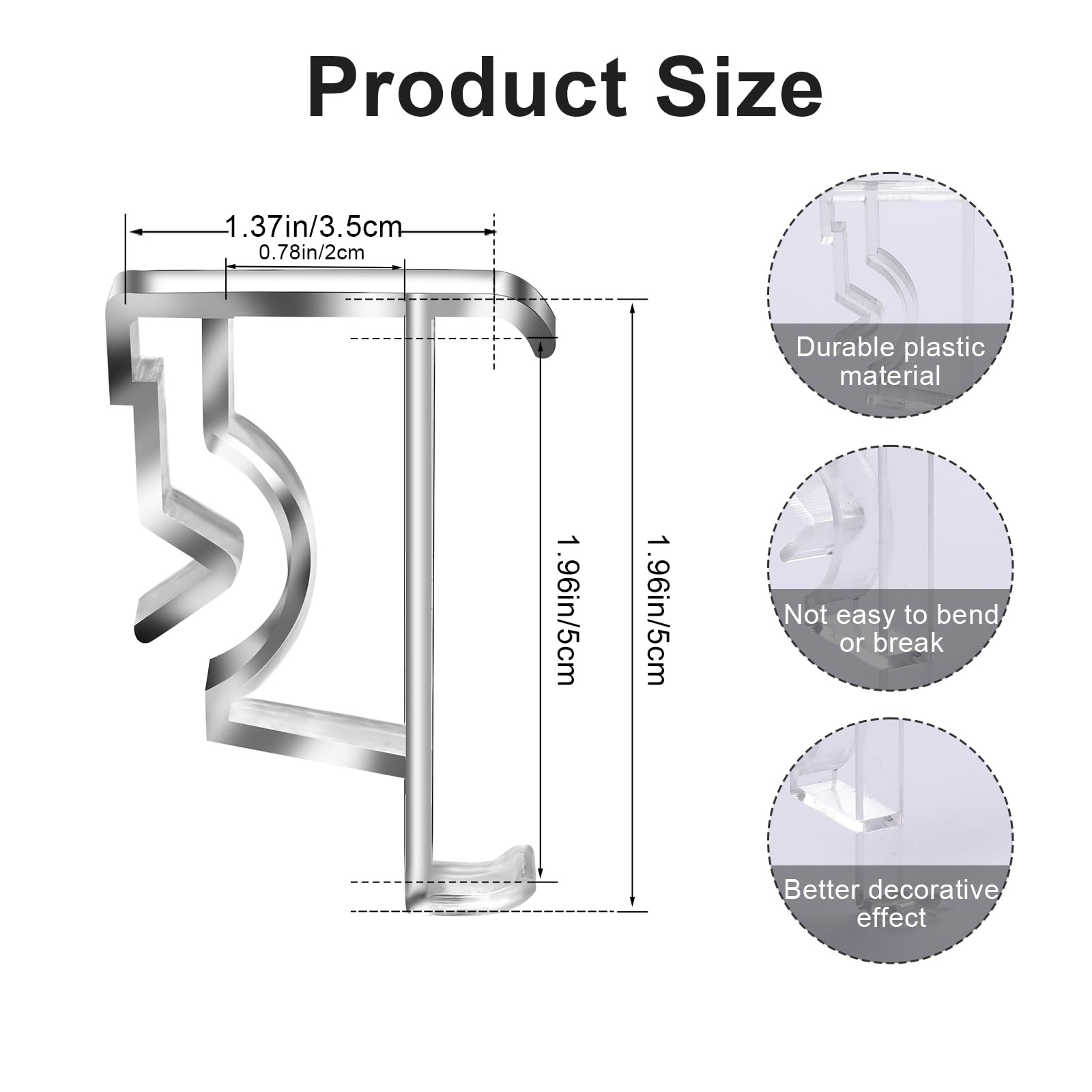 12 Pcs Valance Blind Clips Replacement Clear 2 Inch Plastic one size, 12pcs