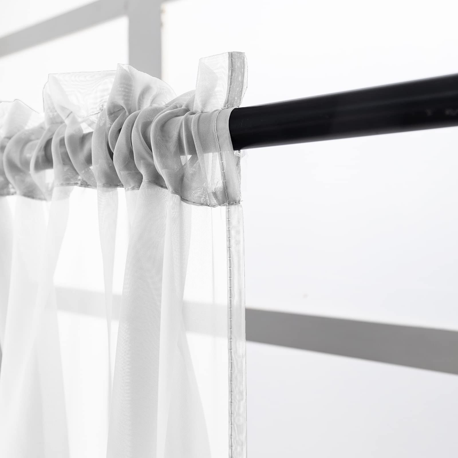 Beaded Triangle Sheer Valance Curtains for Living Room,Rod Pocket Farmhouse W…