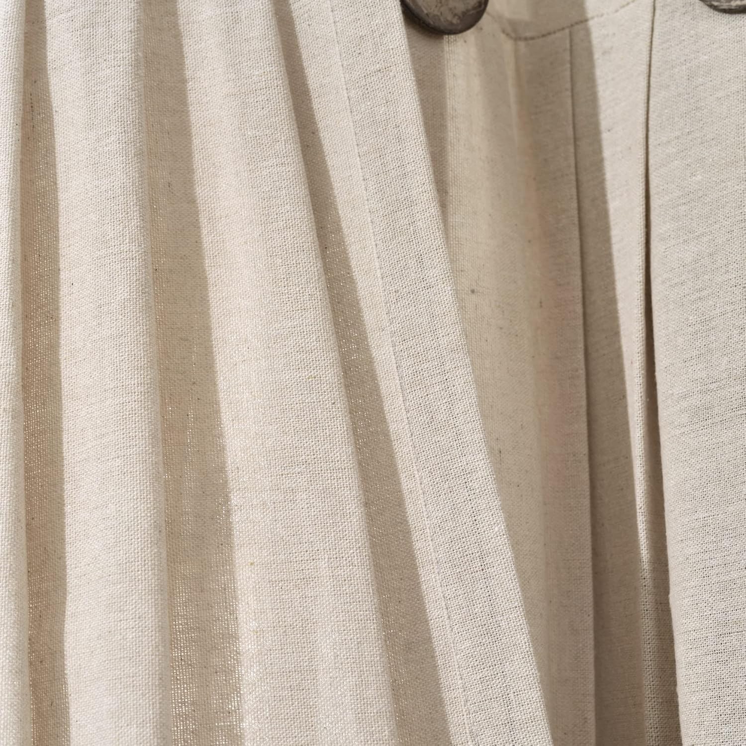 Button Farmhouse Kitchen Curtains Tier Set 29″W x 36″L Dark Linen Linen