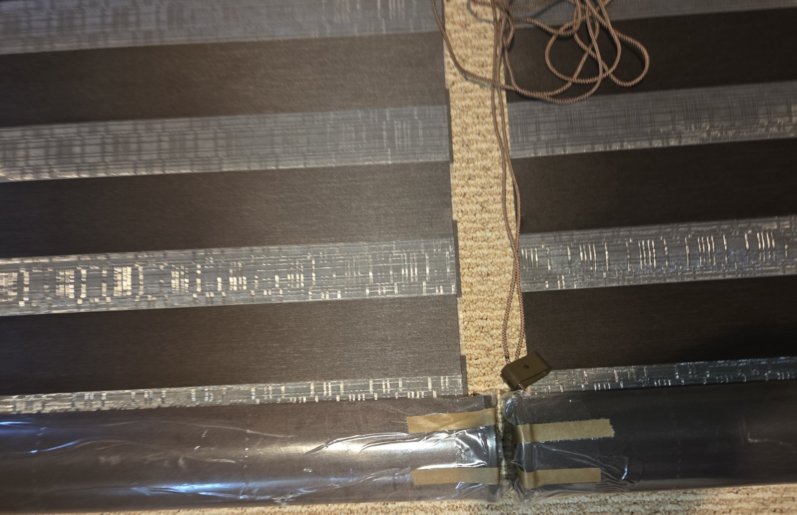 Set of 4 Bali Custom Dual Layer Zebra Shades Espresso Brown 35” x 84”