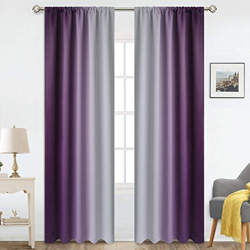 Rod Pocket Ombre Room 52″W x 84″L (Pack of 2) *Purple to Grayish White