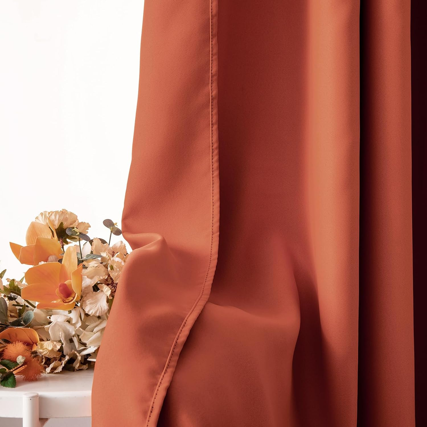 MIULEE Back Tab Burnt Orange Blackout Curtains 84 Inch Length 2 Panels Set for L