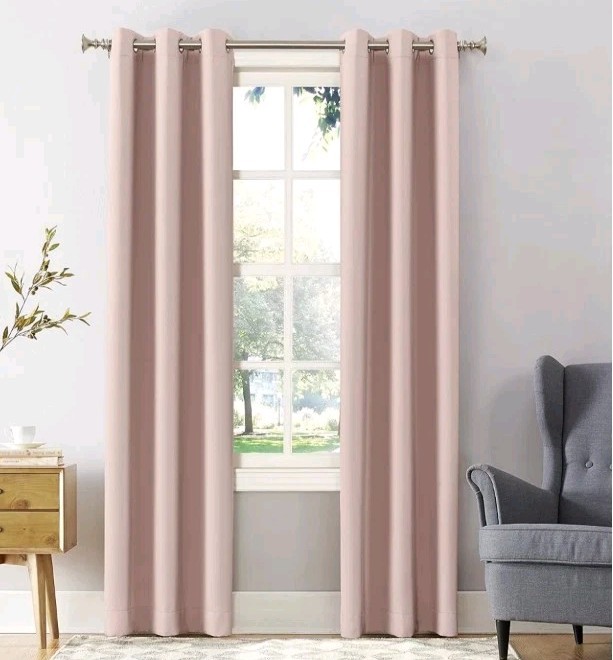 Sun Zero Easton Energy Saving Blackout Grommet Curtain 2 Panels 40″ x 84″ Blush