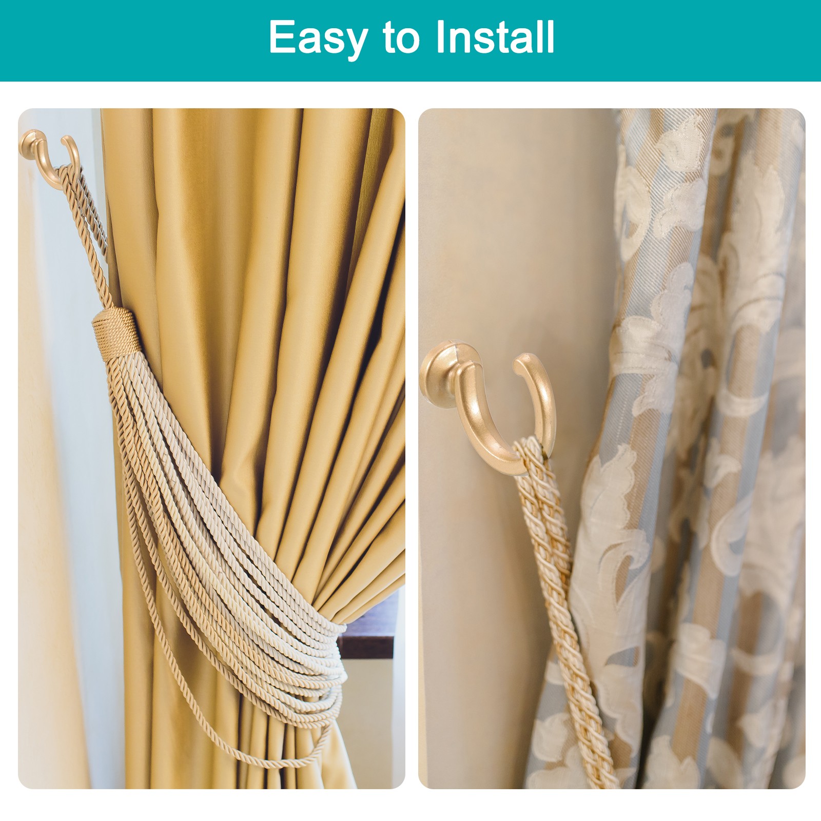 4Pcs Aluminum Alloy Wall Mounted Curtain Holdback Drapery Tieback Hooks Bronze