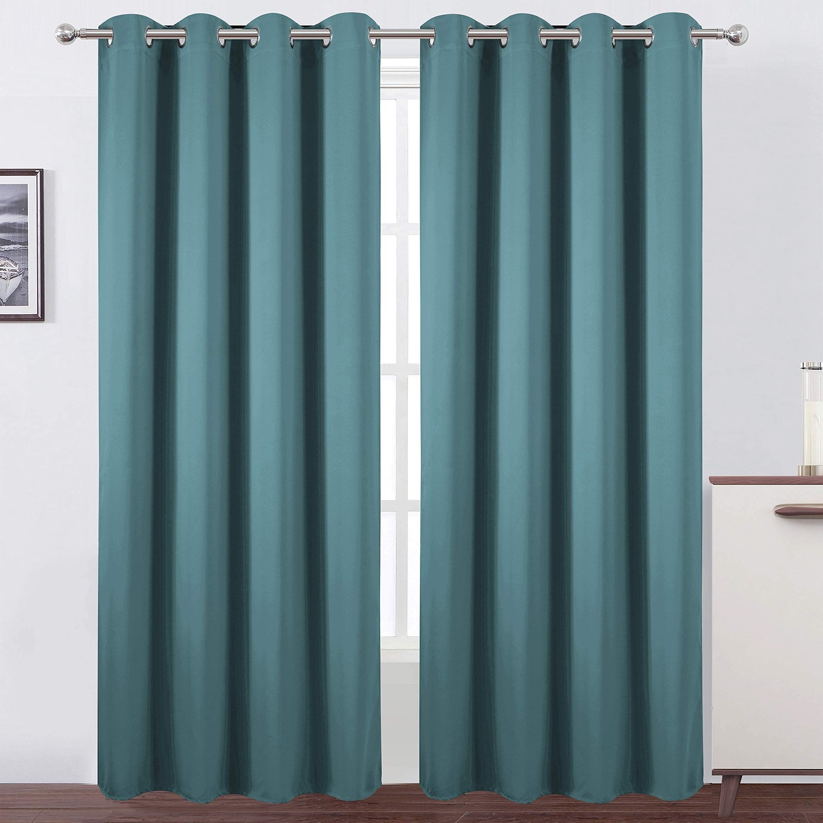 LEMOMO Sea Teal Thermal Blackout Curtains/52 x 84 Inch/Set of 2 Panels Room Dark