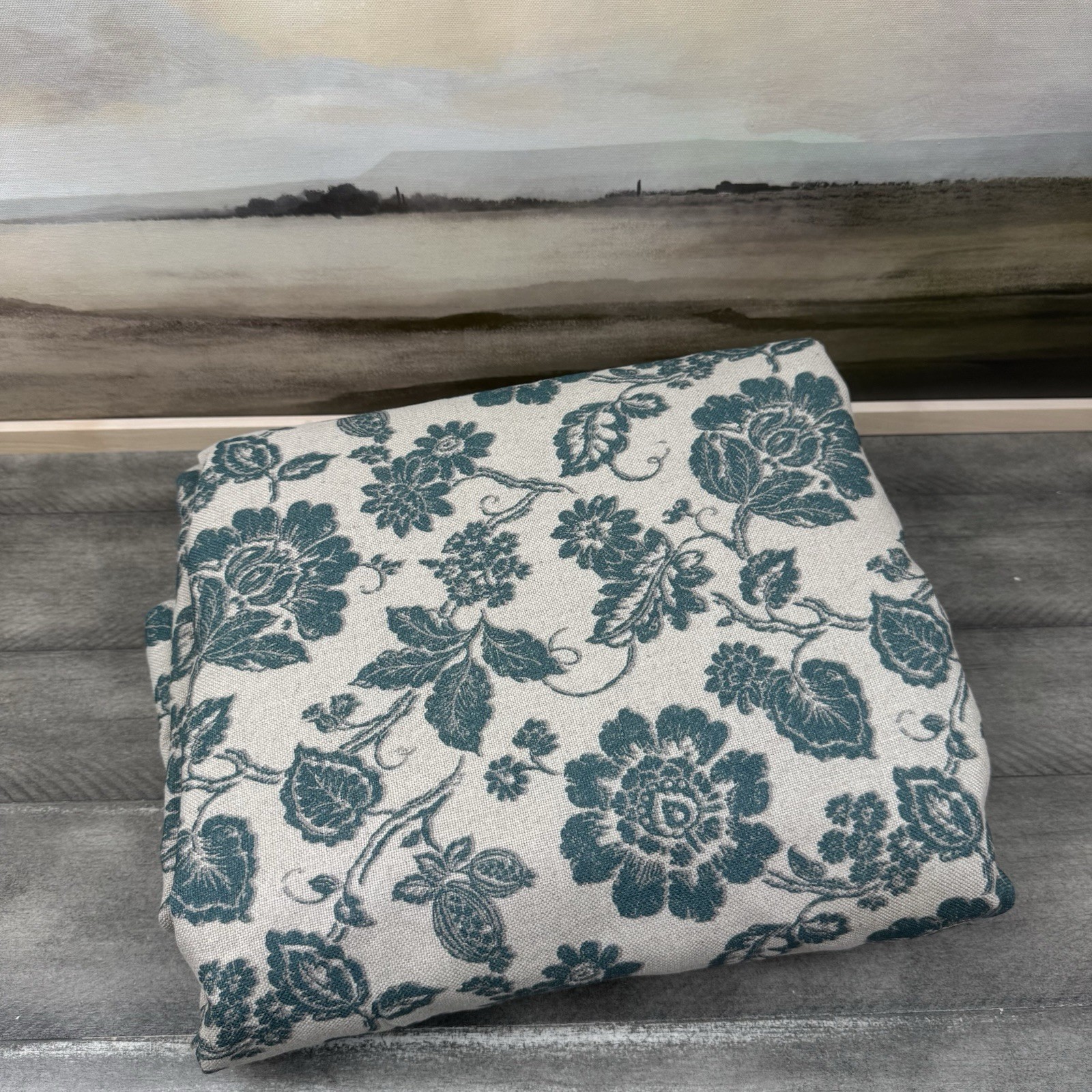 GreenRow/Pottery Barn Daisy Bloom Printed Linen Curtain 50”x84” Emerald Bloom OB