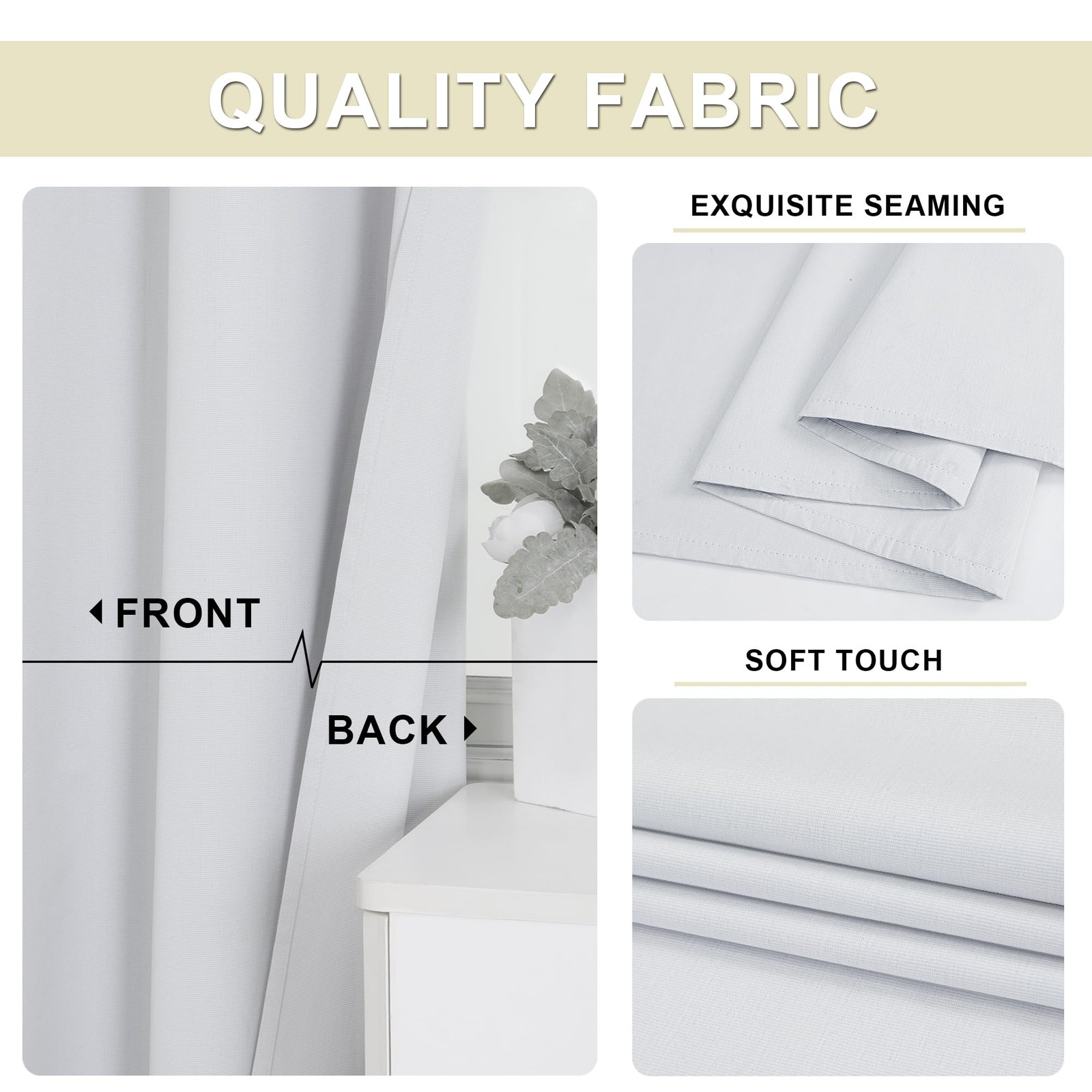 2 Panels 100% Blackout Curtain Liners for Behind Curtains, Darkening Thermal Ins