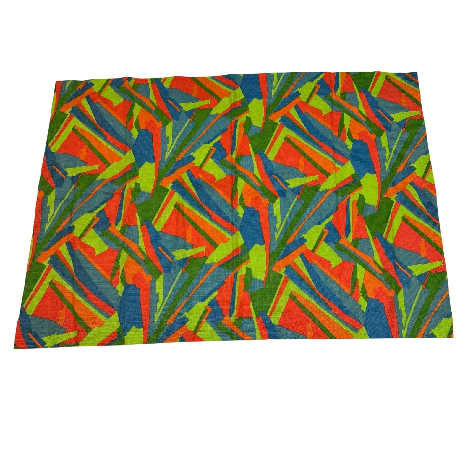 Bright Funky Abstract Geometric Curtain Panels 29×40″ Set of 2 Orange Green Blue