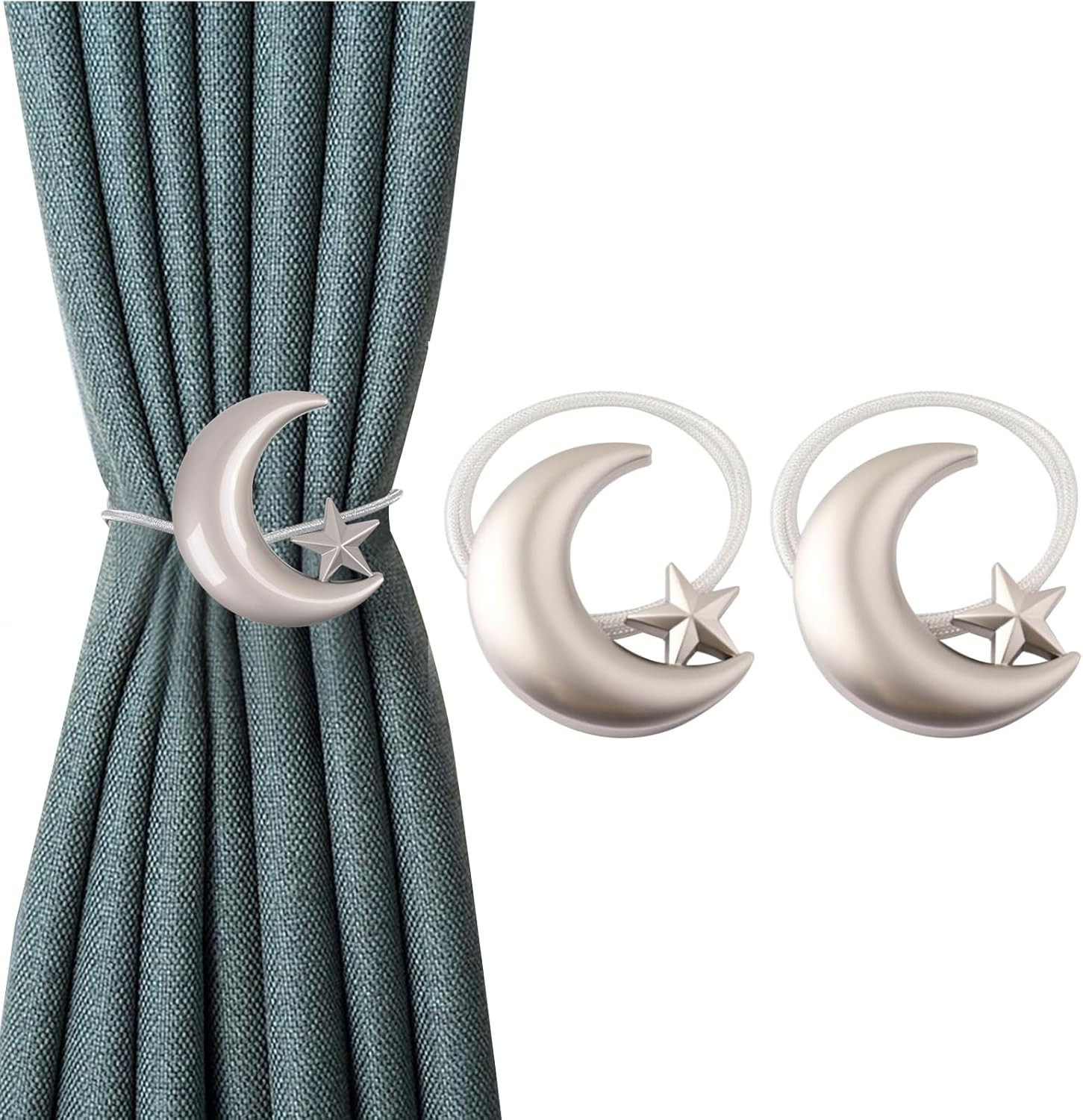 Curtain Tiebacks, 2 Pack Magnetic Curtain Tiebacks Star Moon Curtain tie Back Cu