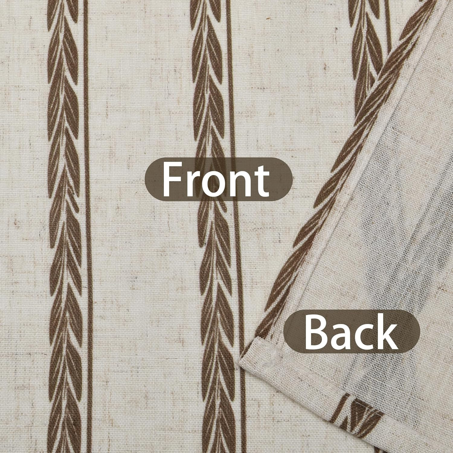 52X18 Inch Kitchen Valance – Thick Textured Linen Striped Window Valance Curtain