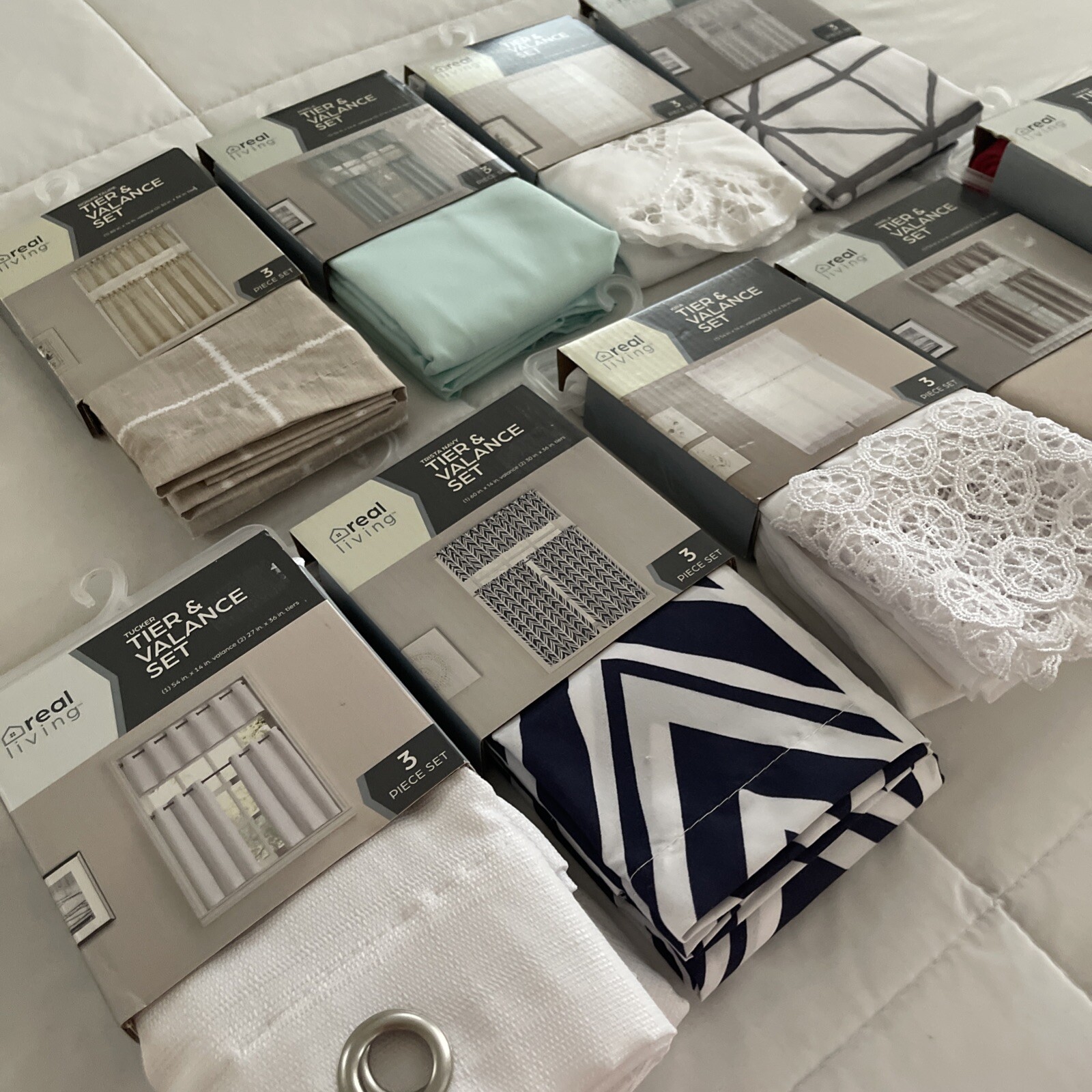 Real Living Tier & Valance Set / Varieties Of Different Colors & Design You Pick