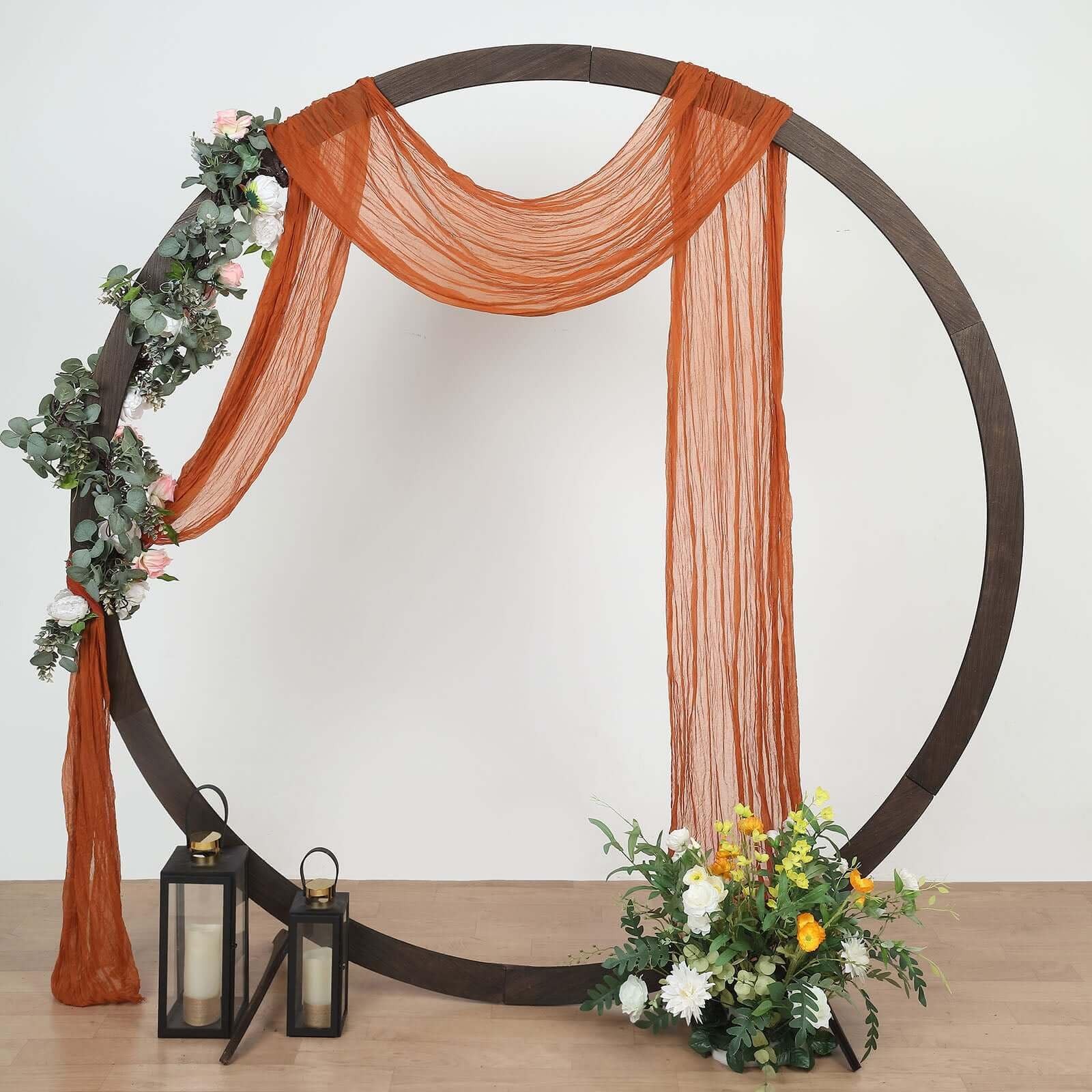 Efavormart 20ft Gauze Cheesecloth Terracotta Wedding Arch Drape,